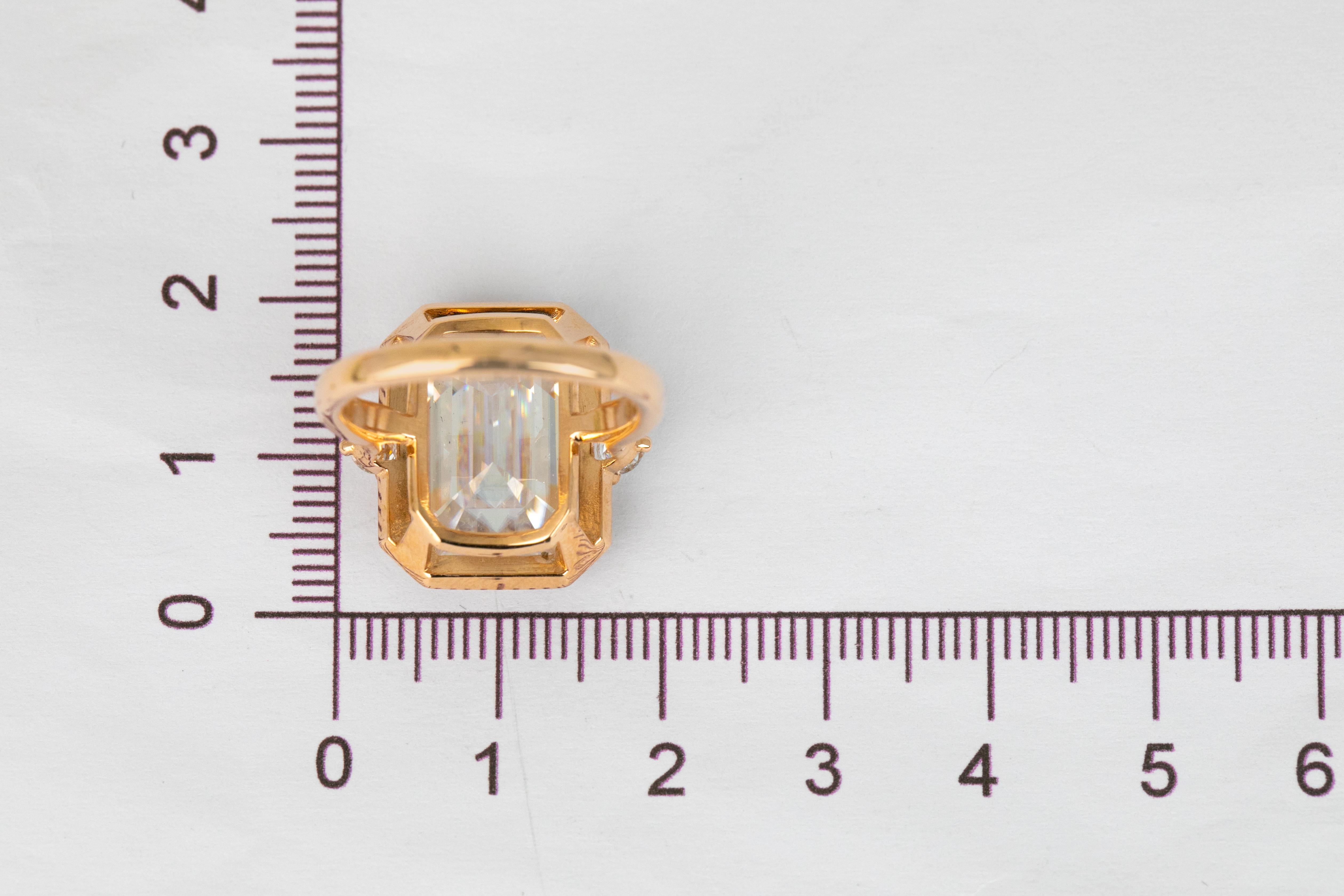 For Sale:  Art Deco Style 6-7.00 ct Moissanite Stone, 14K Solid Gold Ring 7