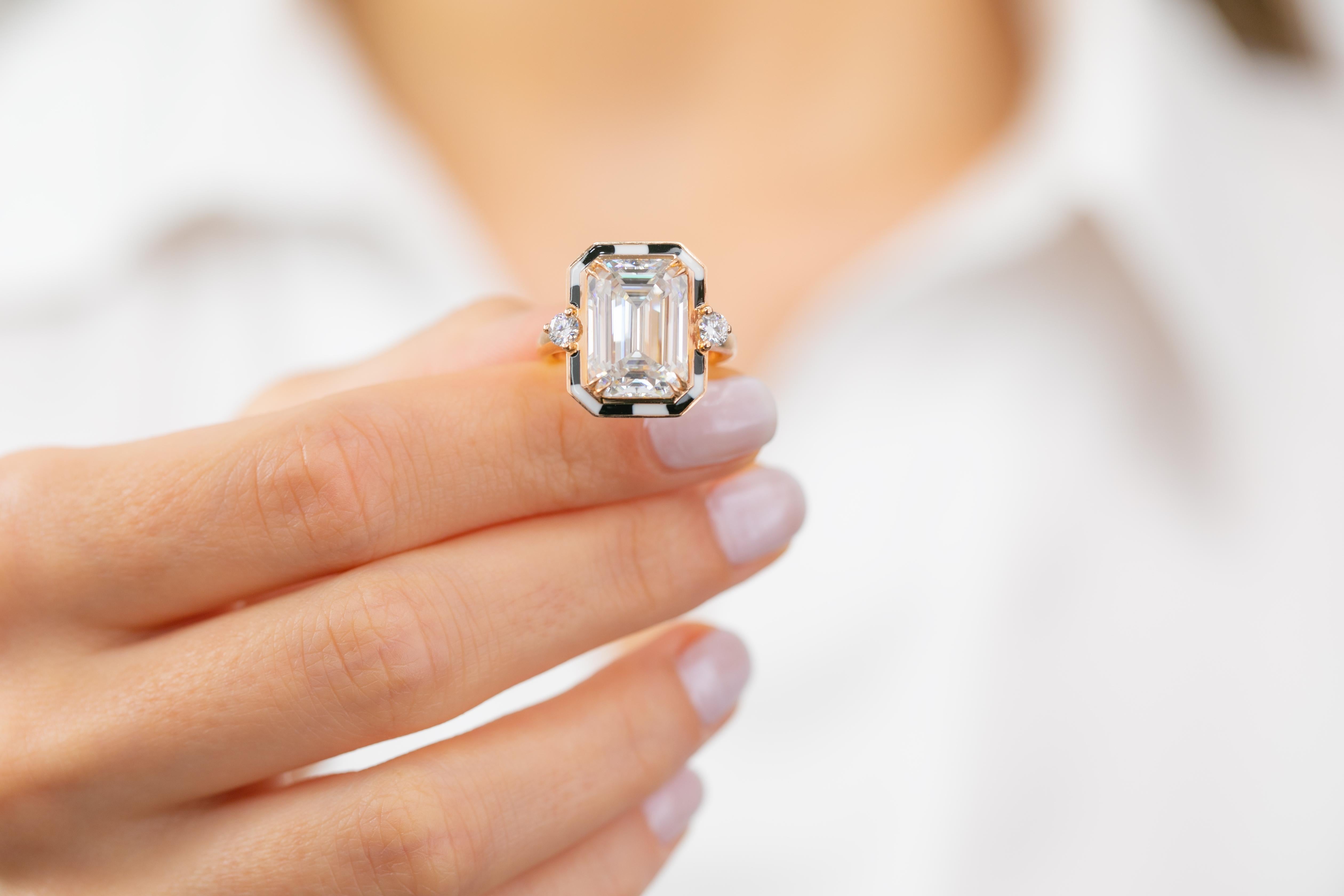For Sale:  Art Deco Style 6-7.00 ct Moissanite Stone, 14K Solid Gold Ring 8