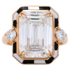 Anello in oro massiccio 14K con pietra moissanite in stile Art Deco