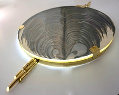 Art Deco Style Monumental Italian Black Gray White Murano Glass Flush/Wall Light