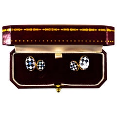 Art Deco Stil Perlmutt Handcrafted Gelbgold Manschettenknöpfe