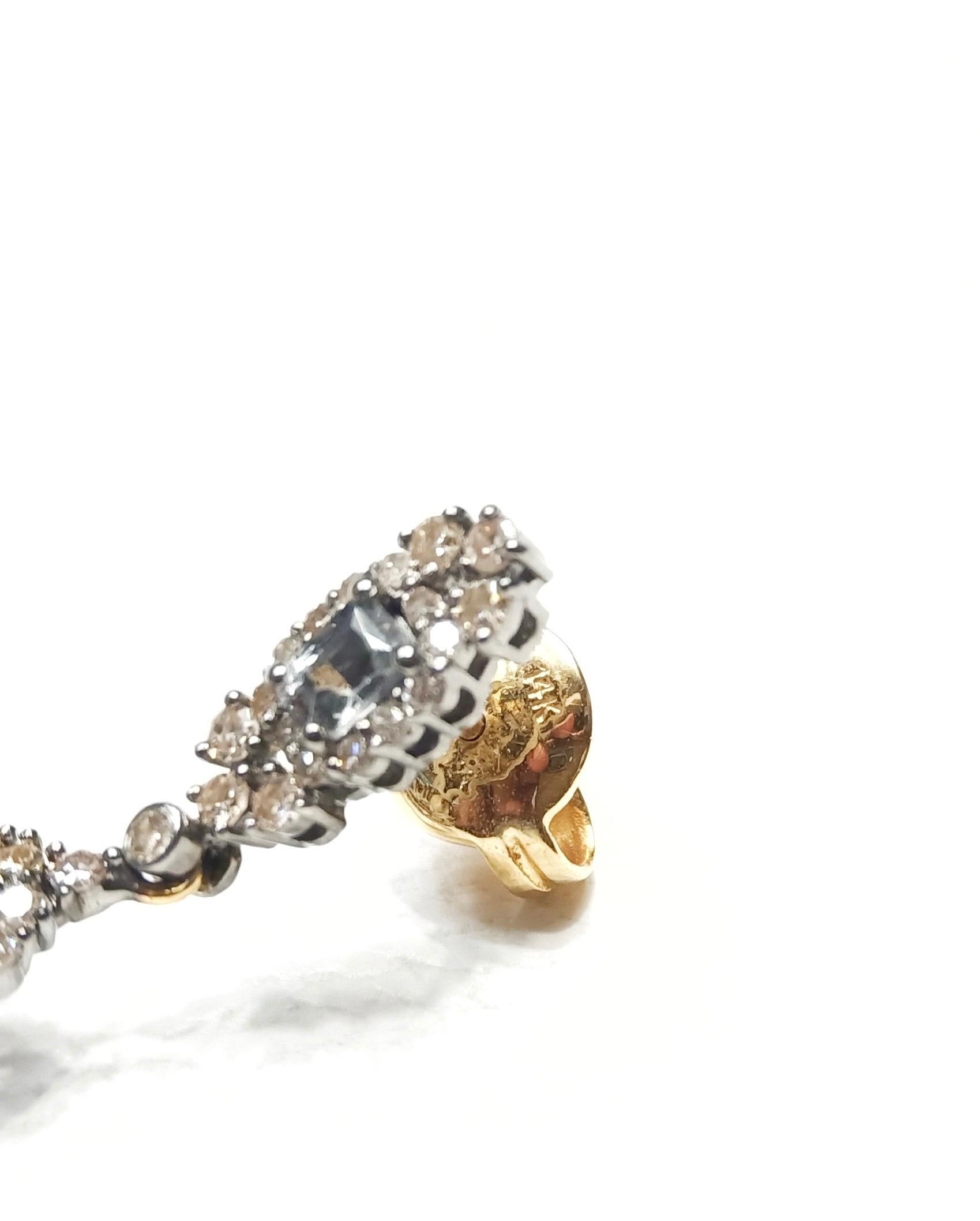 Art-Deco Style Multi-Sapphire and Diamond Pear-Shape Drop Earrings For Sale 1