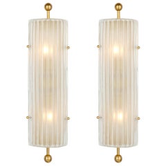 Art Deco Style Murano Glass and Brass Finial Sconces