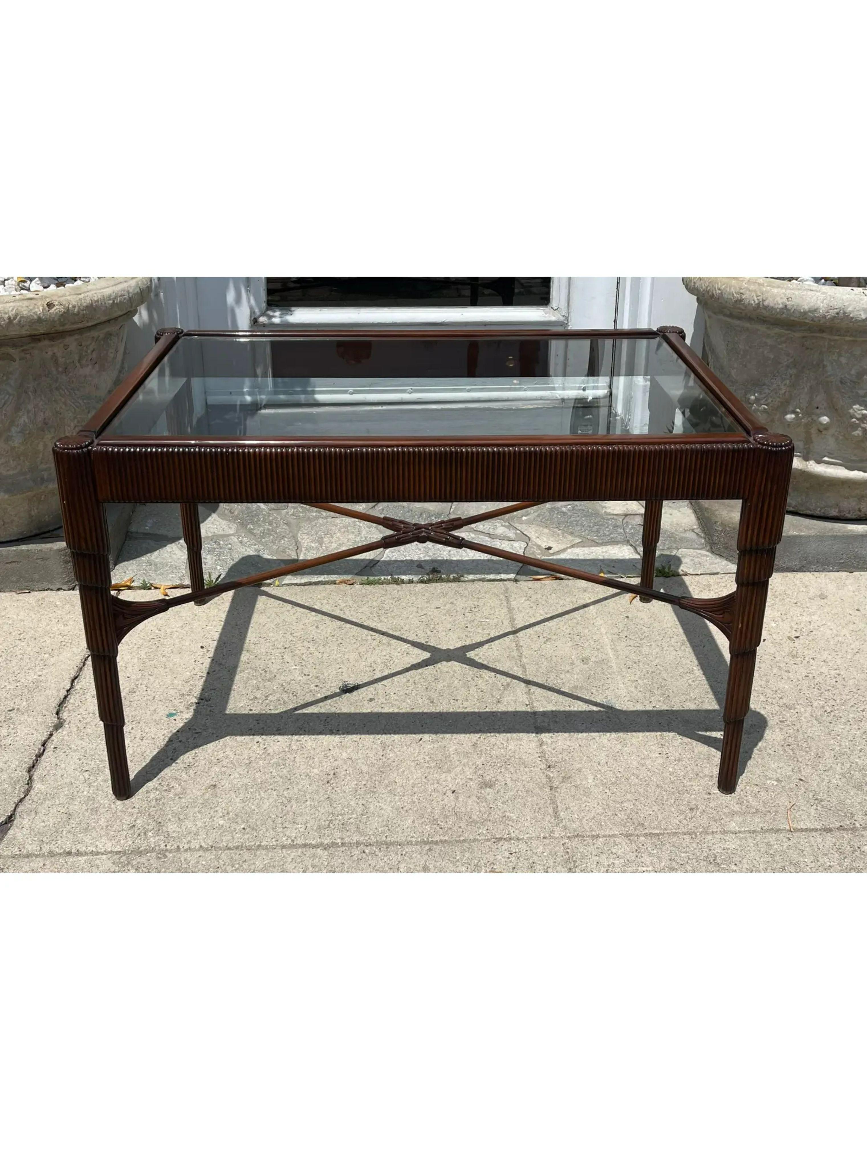 Art Deco Style Nancy Corzine Mahogany Curtain Cocktail Coffee Table

Additional information: 
Materials: Glass, Mahogany
Please note that this item contains materials that are legally subject to a special export process that may extend the