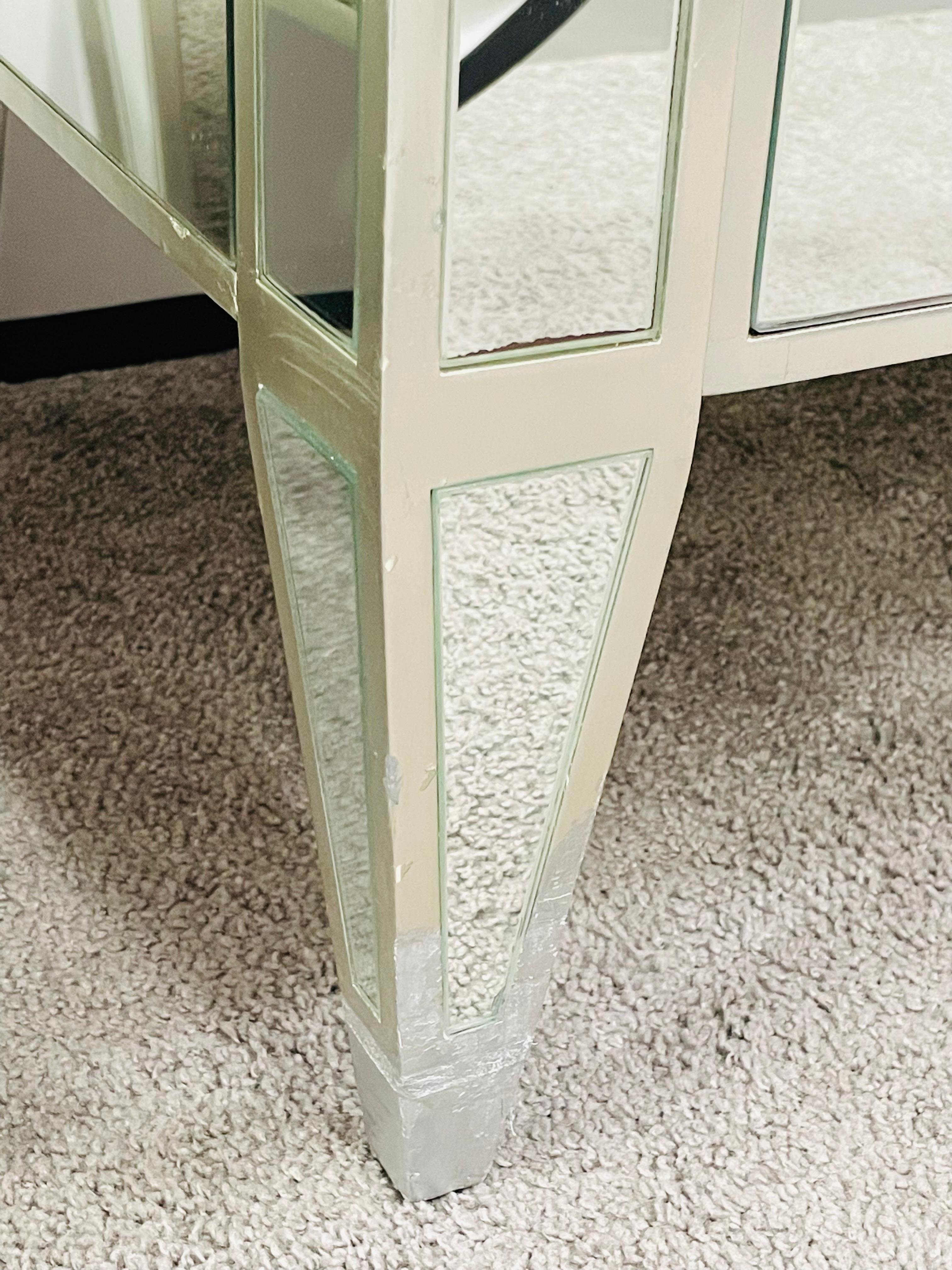 Art Deco Style Nancy Corzine Mirrored Commode, Nightstand or Chest, a Pair 1