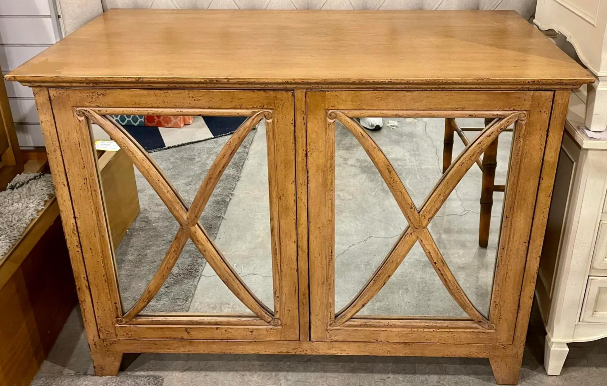 Art Deco Style Nancy Corzinemirrored lombard buffet console cabinet credenza.