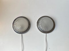 Art Deco Style Nautical Ship Wall Sconces with Domed Sunburst Glass