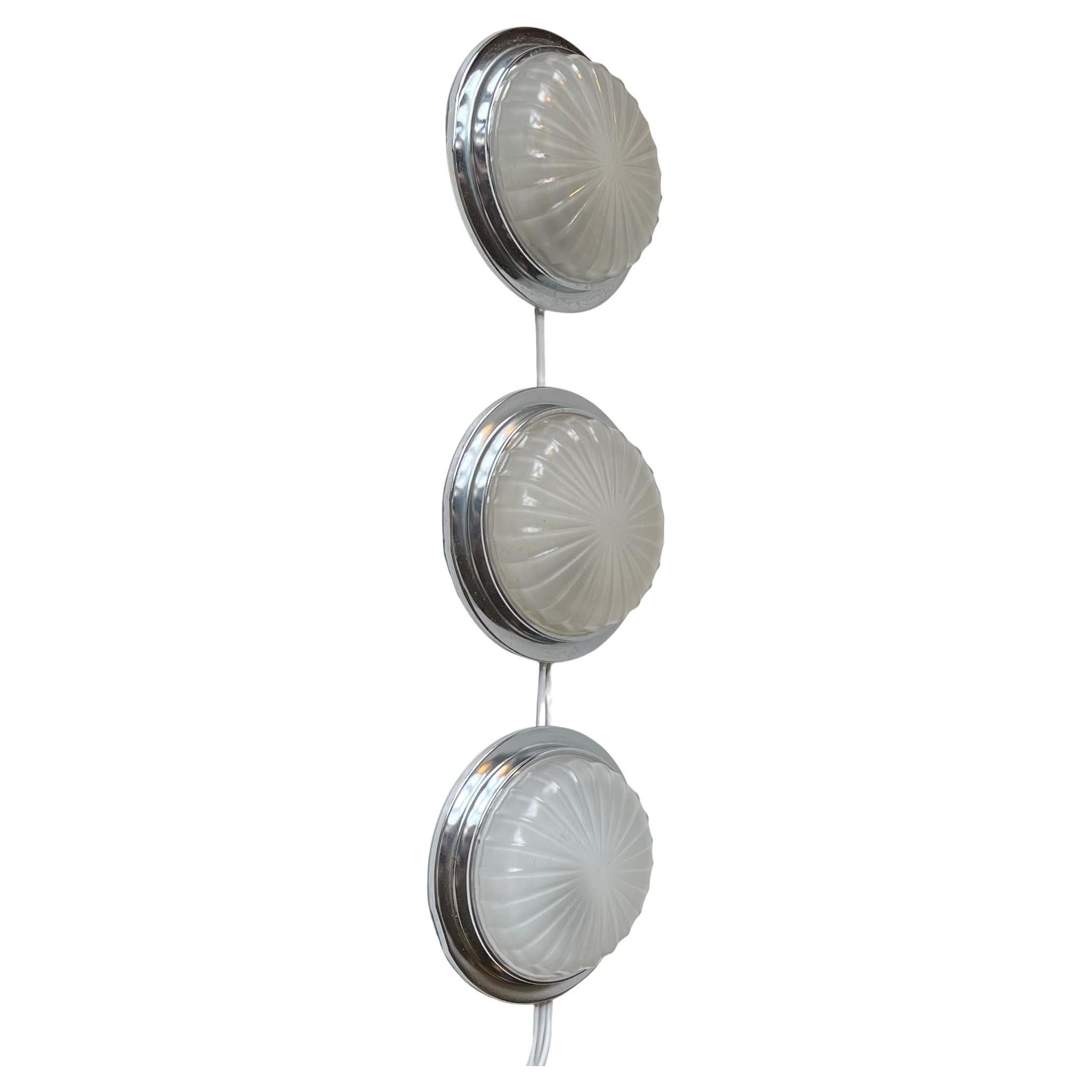 Art Deco Style Nautical Ship Wall Sconces with Domed Sunburst Glass