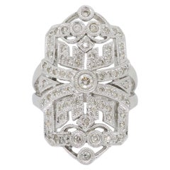 Art Deco Style Navette Shield Diamond Ring
