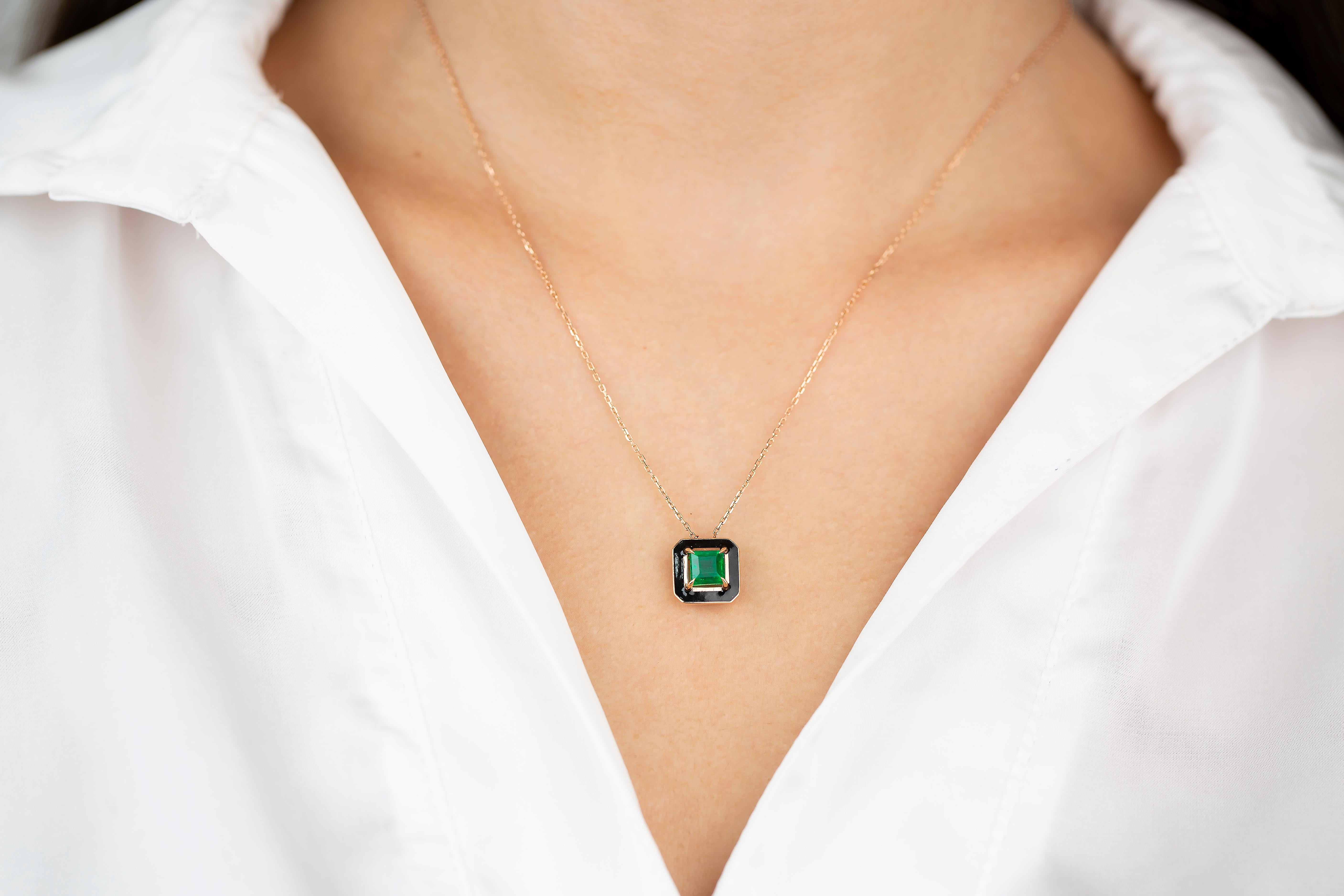 Art Deco Style Necklace 1.20 ct Emerald Stone 14K Gold Necklace

This necklace was made with quality materials and excellent handwork. I guarantee the quality assurance of my handwork and materials. It is vital for me that you are totally happy with