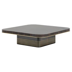 Art-Deco Nesting Tables, Ebony Wood w/ Oxidized Brass Accents By José Castro