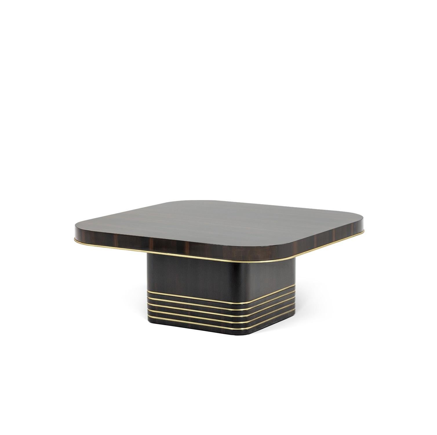 Moderno Tavolini da salotto in stile Art-Deco, legno di ebano con inserti in ottone ossidato di JLC in vendita