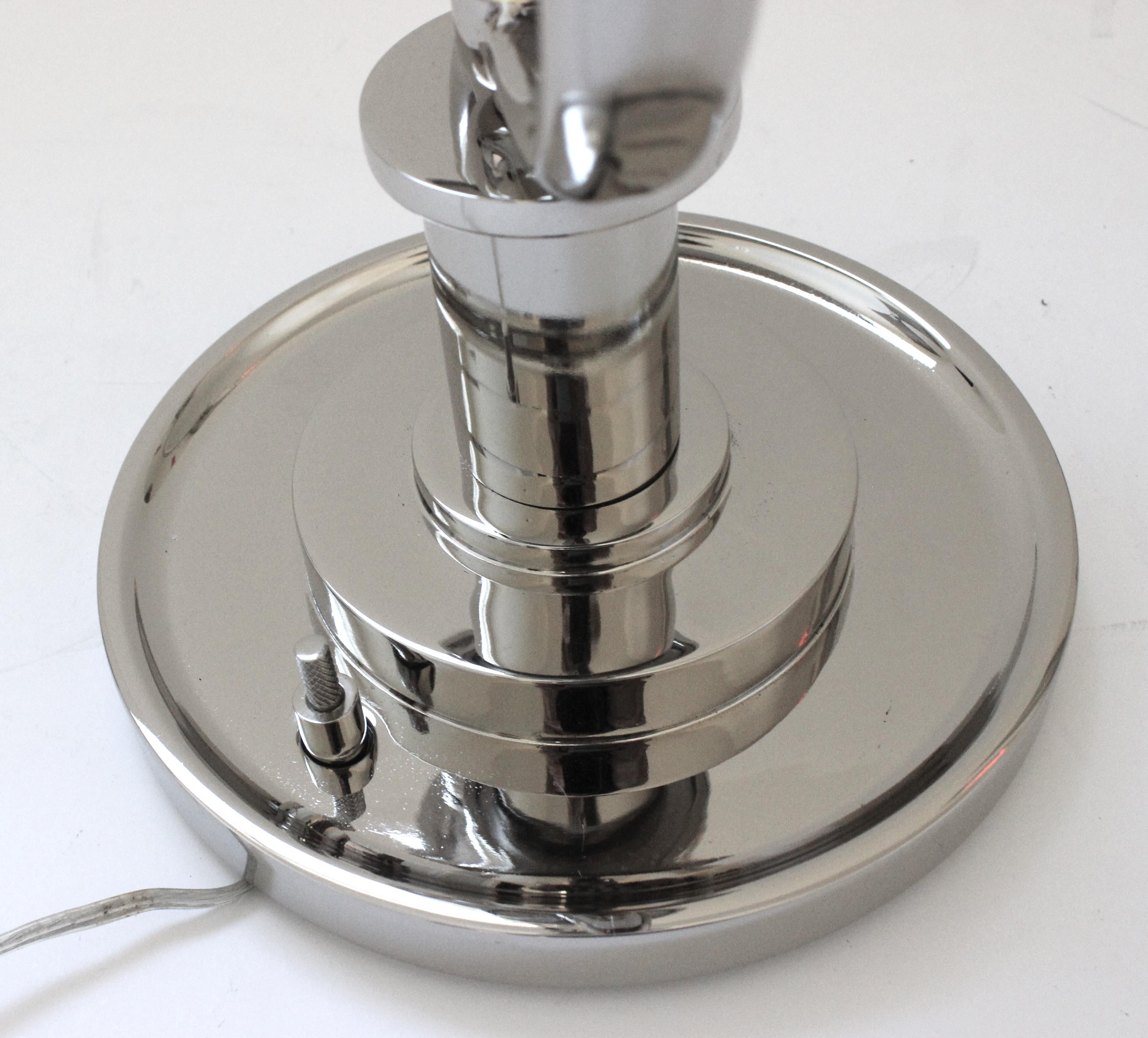Art Deco Style Nickel Plated Table Lamp Attributed to Karl Springer For Sale 2
