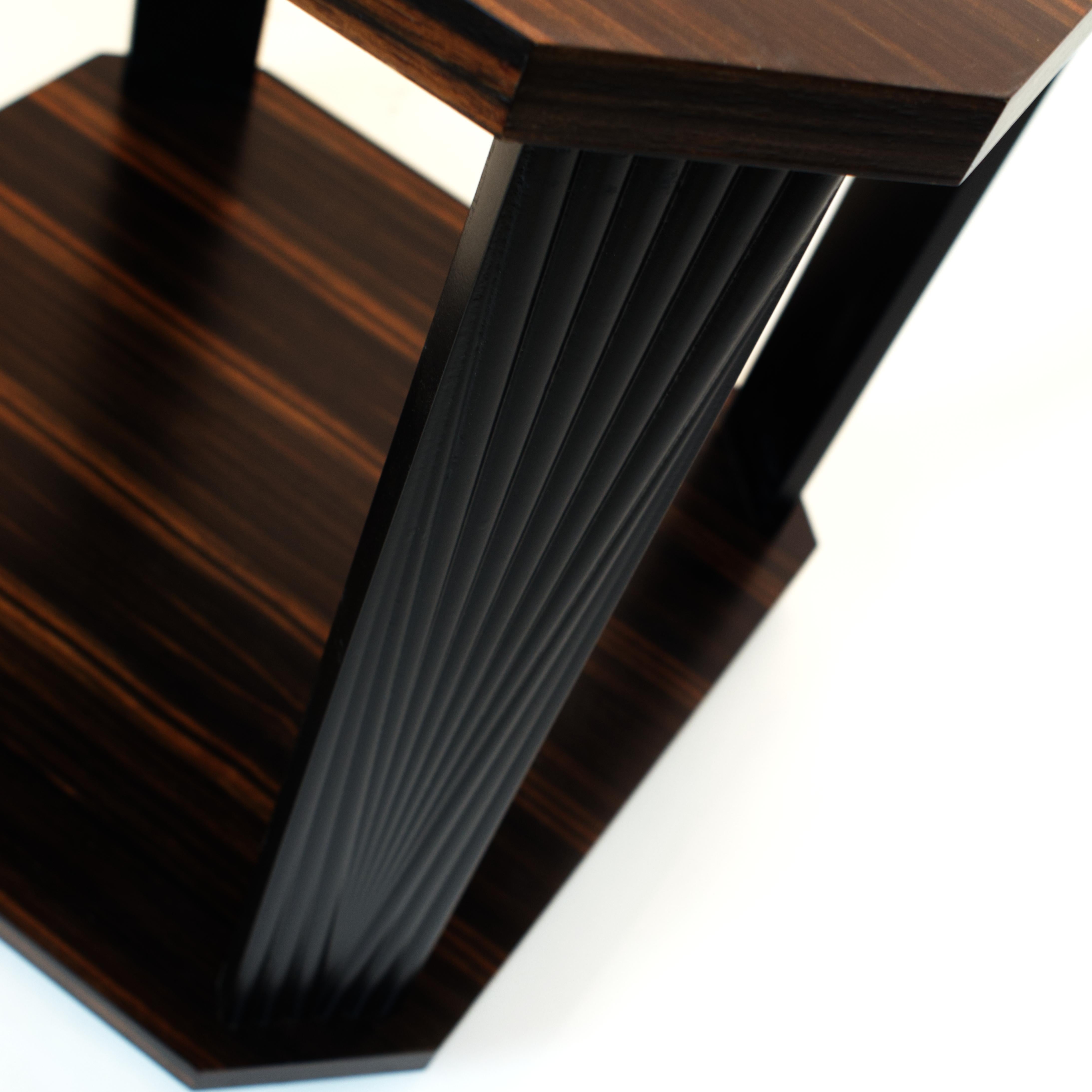 American Modernist series Square side table in ebony macassar  For Sale