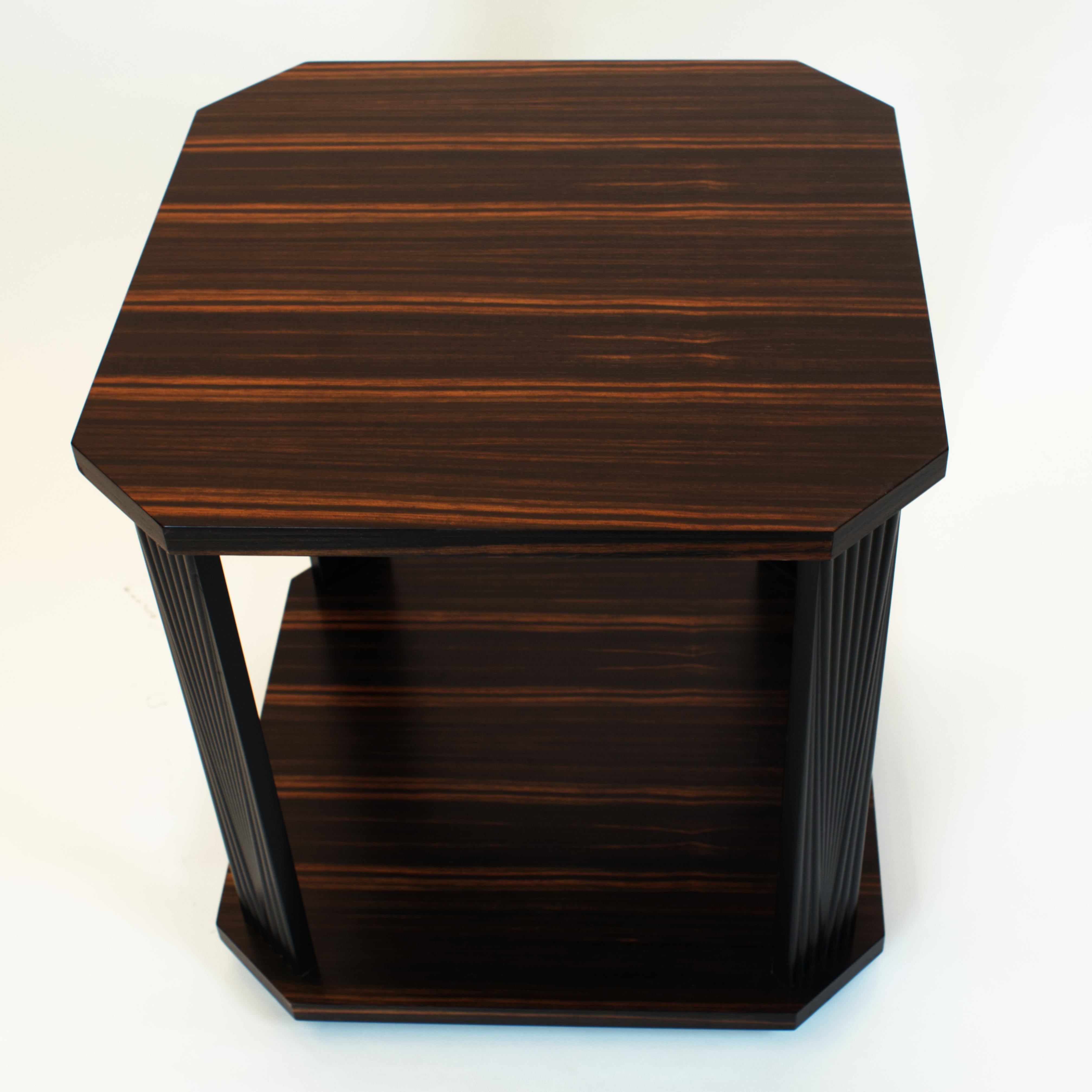 Contemporary Modernist series Square side table in ebony macassar  For Sale