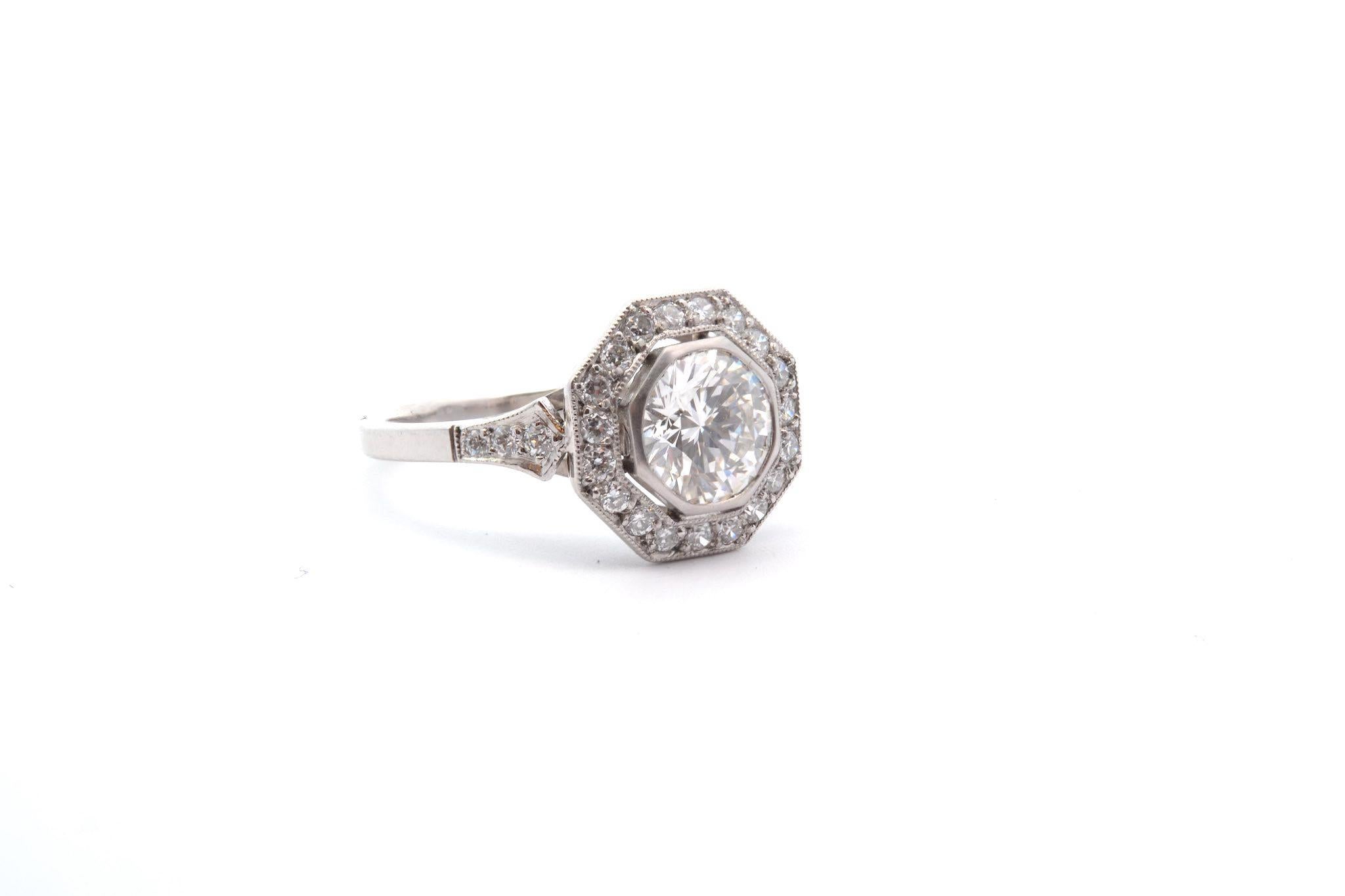 Art Deco style octagonal diamond ring In Good Condition For Sale In PARIS, FR