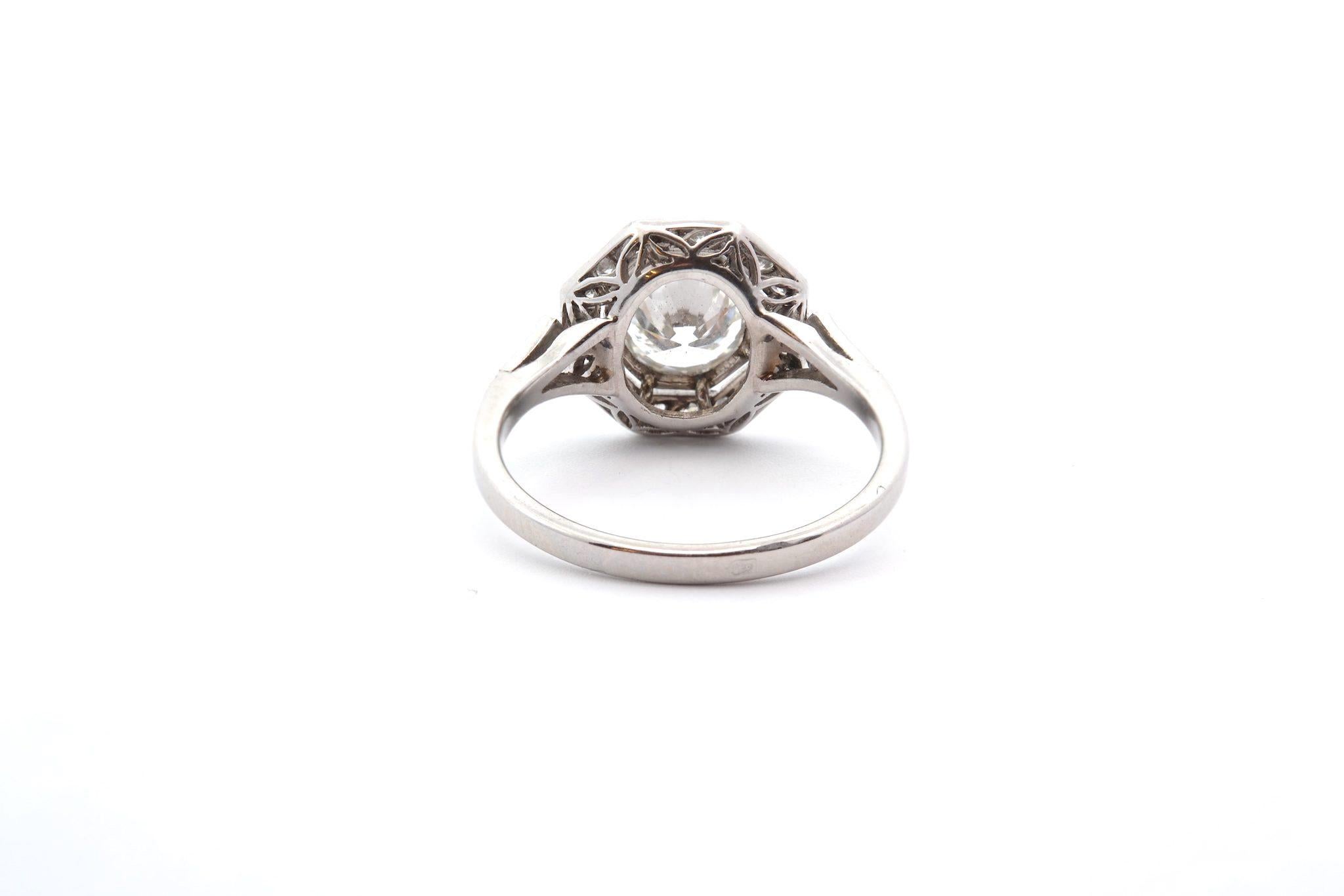 Women's or Men's Art Deco style octagonal diamond ring For Sale