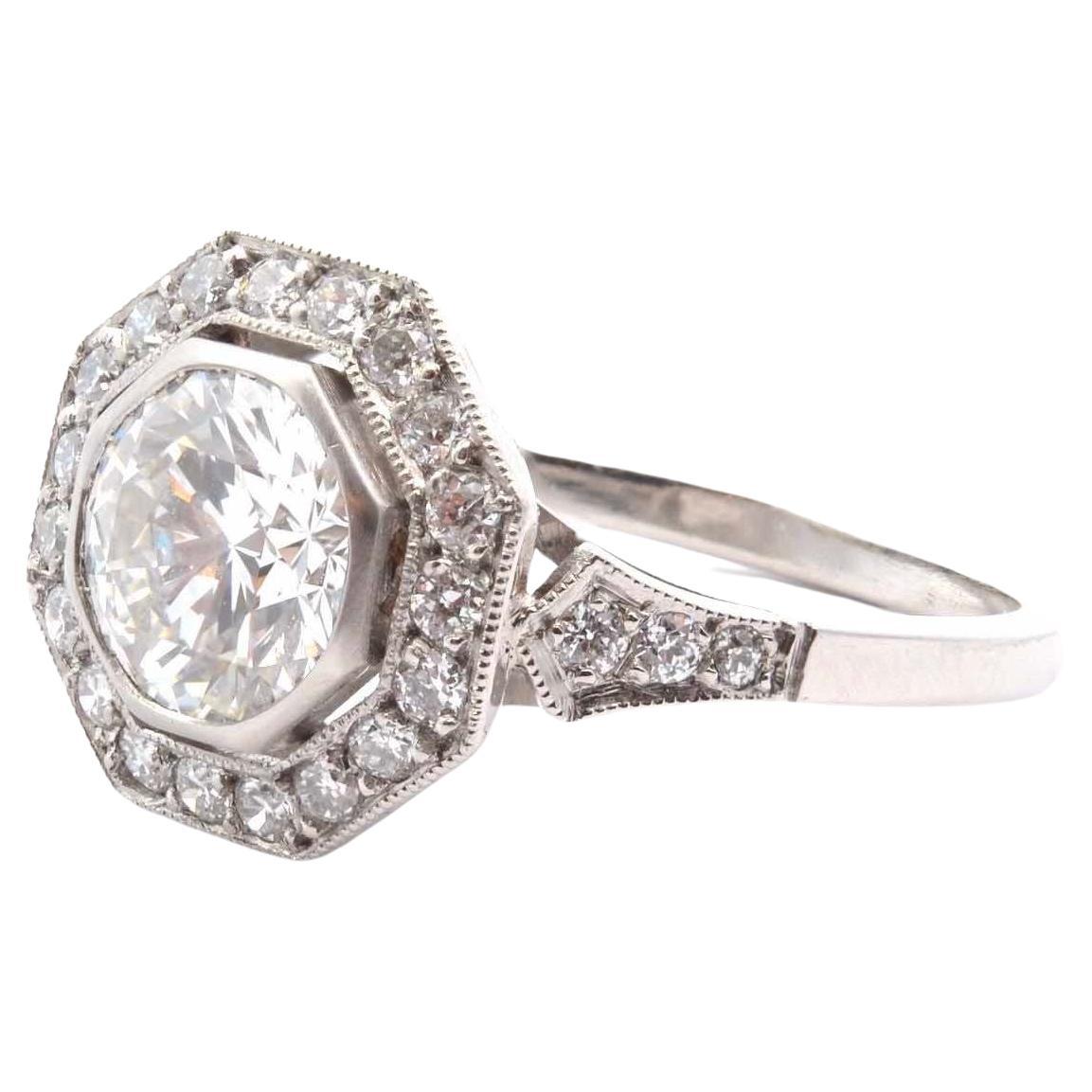 Art Deco style octagonal diamond ring For Sale