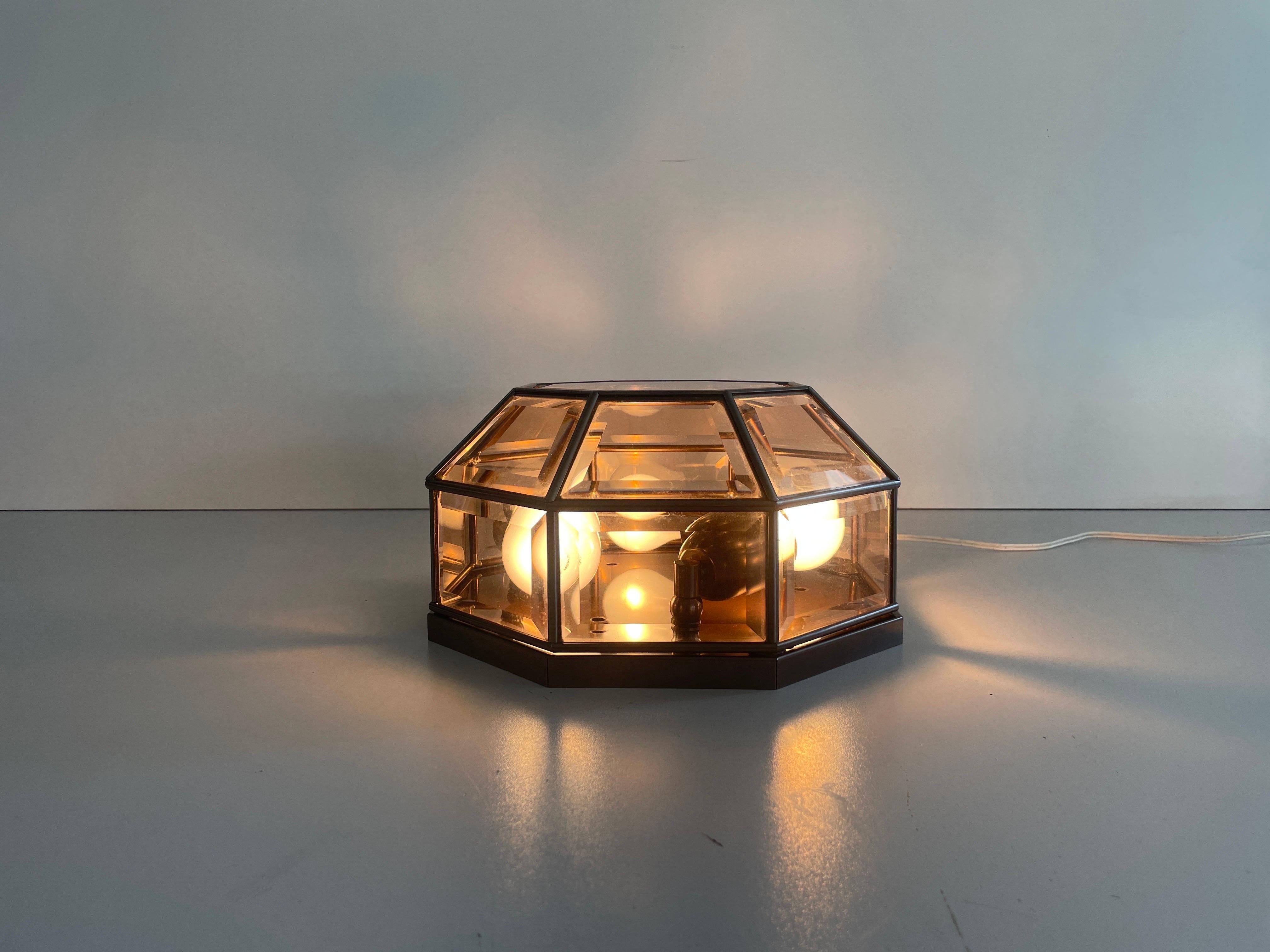 Plafonnier en verre à cadre octogonal de style Art déco, années 1960, Allemagne en vente 9