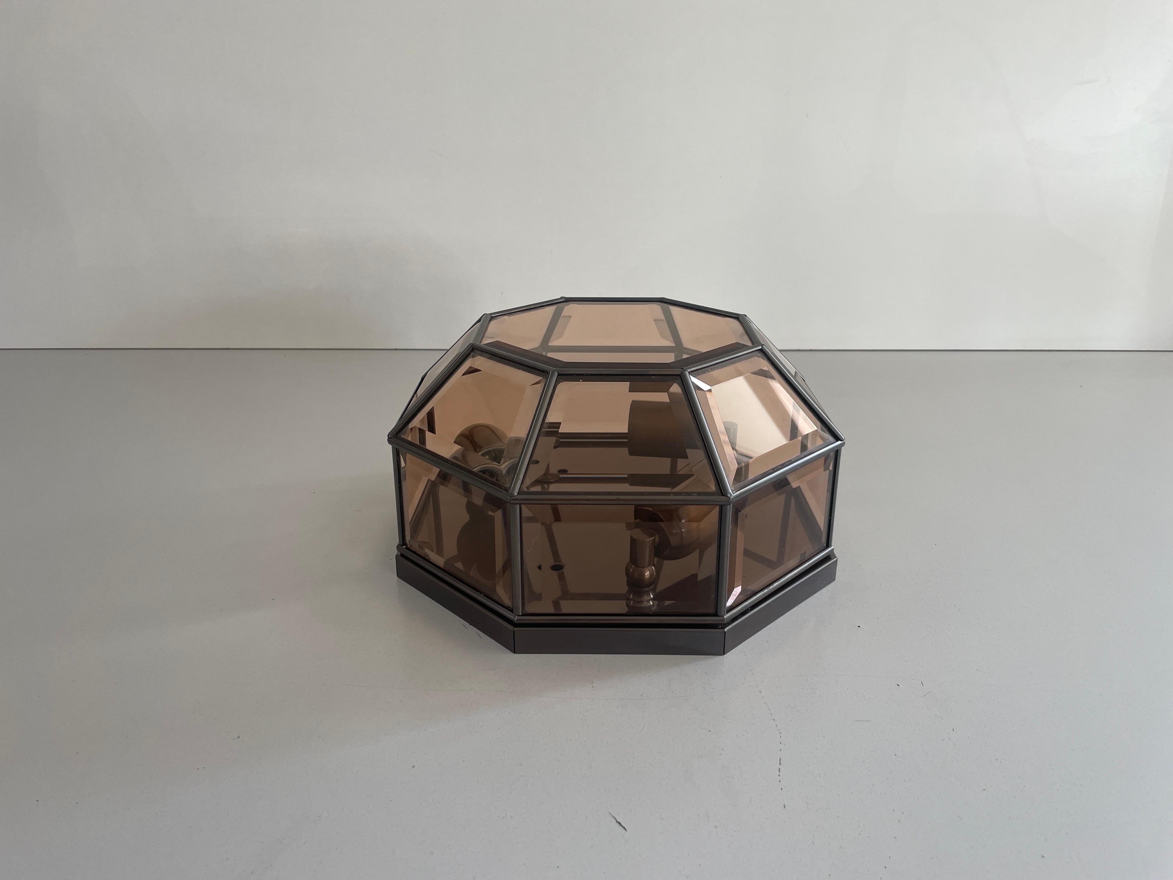 Allemand Plafonnier en verre à cadre octogonal de style Art déco, années 1960, Allemagne en vente