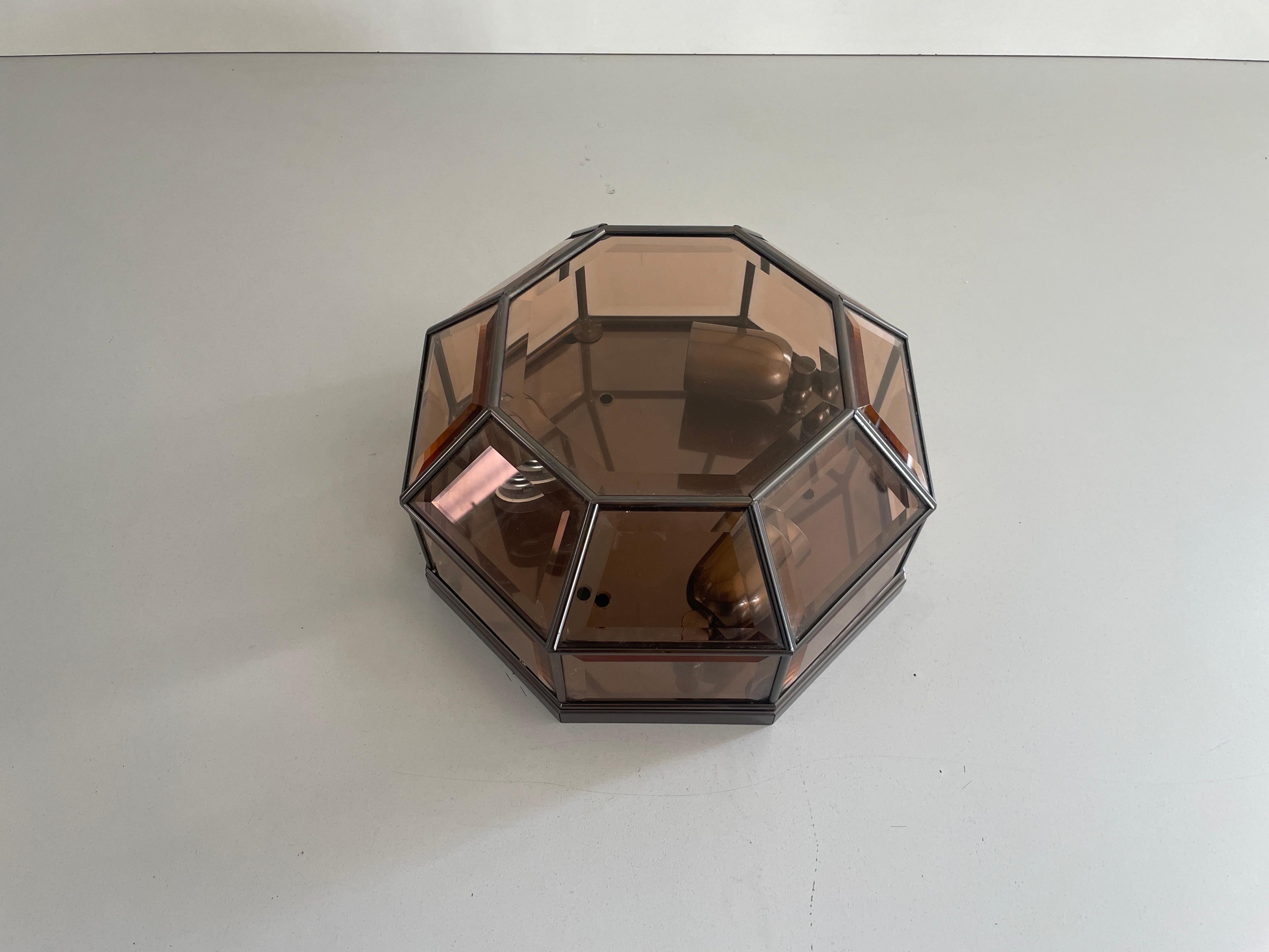 Milieu du XXe siècle Plafonnier en verre à cadre octogonal de style Art déco, années 1960, Allemagne en vente