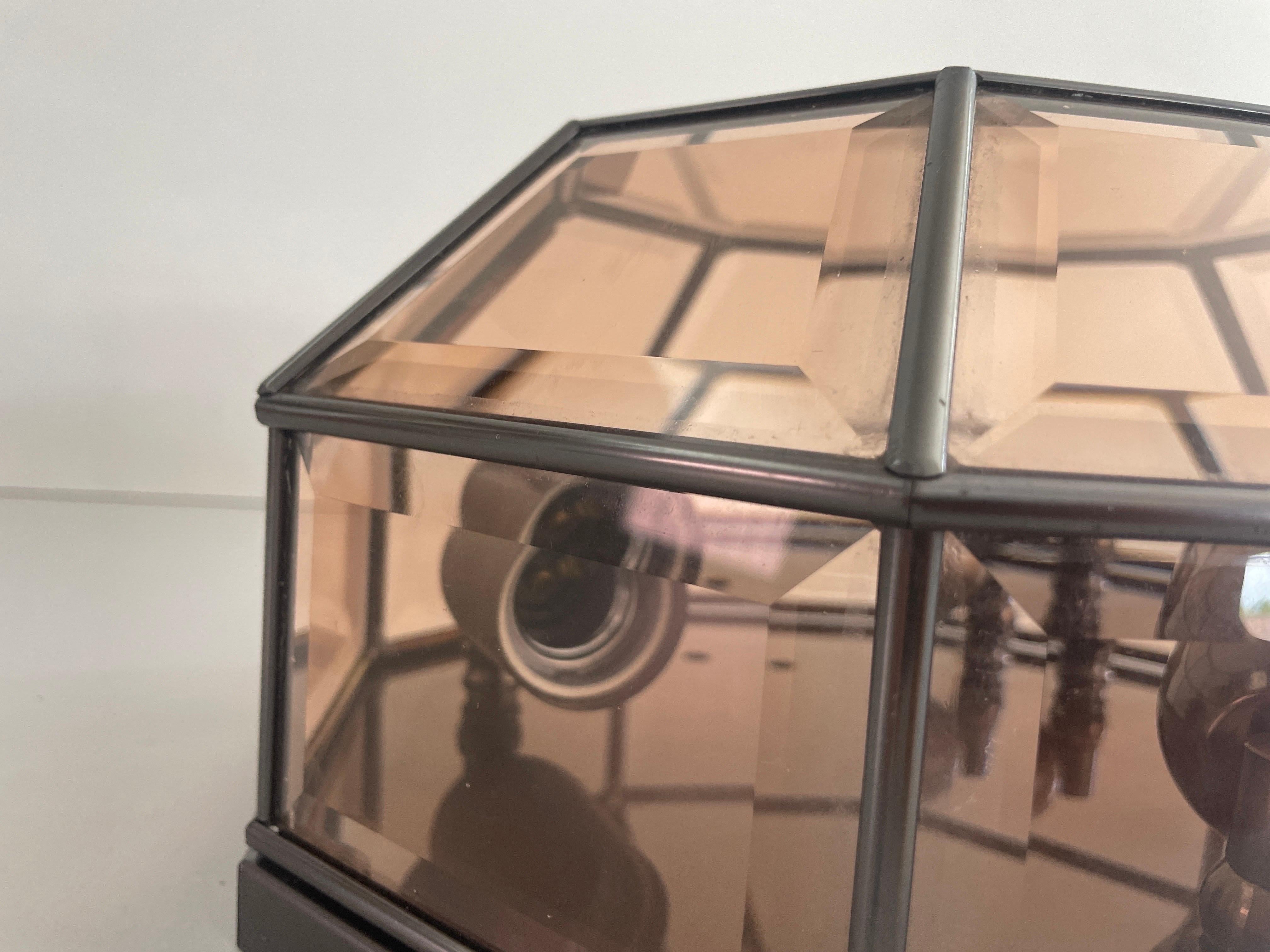 Plafonnier en verre à cadre octogonal de style Art déco, années 1960, Allemagne en vente 2