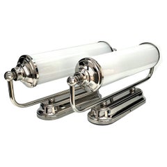 Art Deco Style of Matching Glass & Chrome Wall Lights