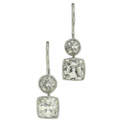 Vintage Art Deco Style Old Cut Diamond Drop Earrings