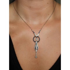 Art Deco Style Old European Cut Diamond Pendant Necklace ~4.3ctw