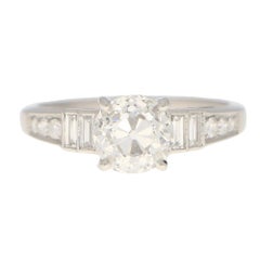 Art Deco Style Old European Cut Diamond Solitaire Engagement Ring in Platinum