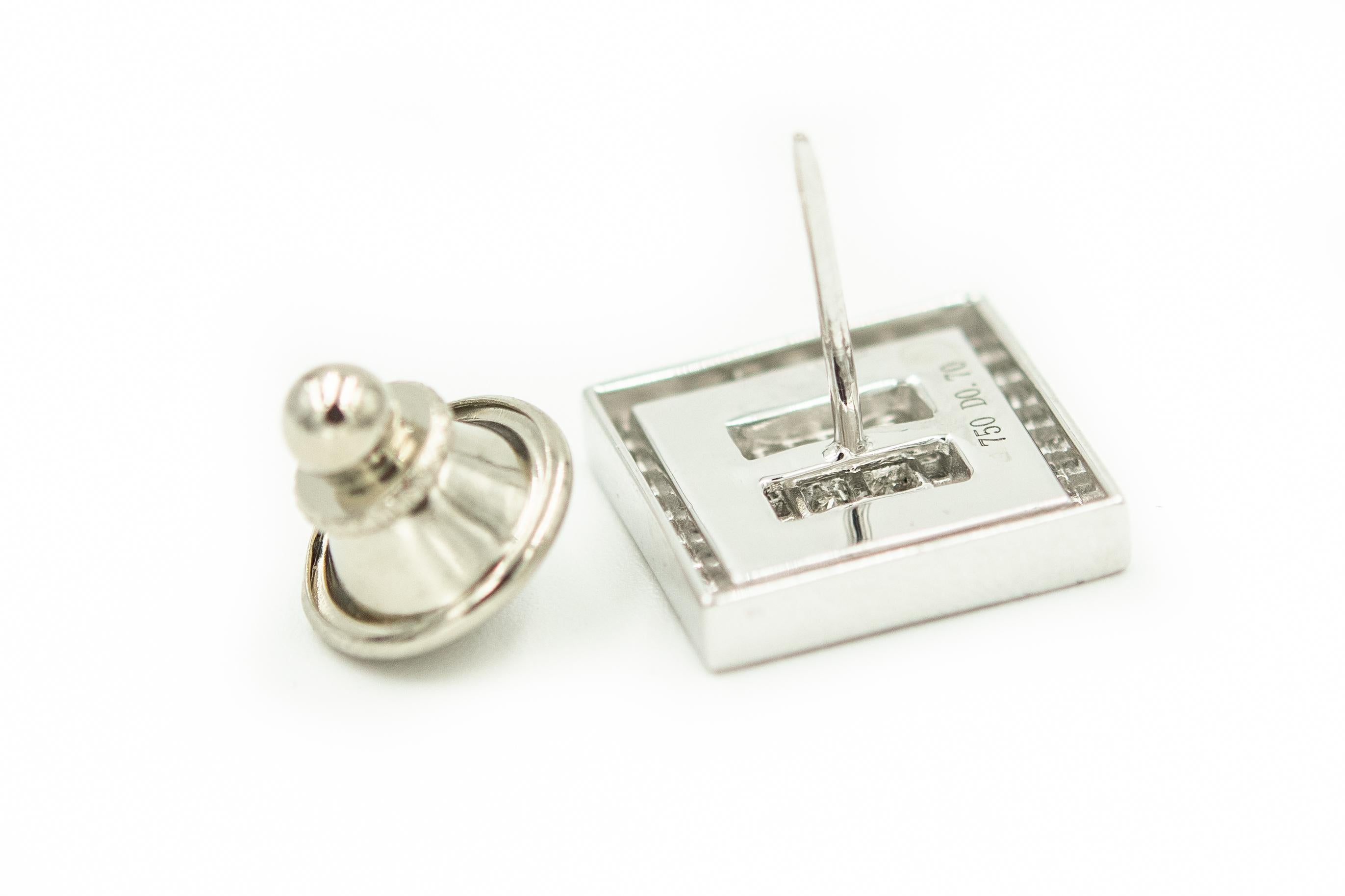 Art Deco Style Onyx and Diamond White Gold Square Cufflinks and Tie Tac 5