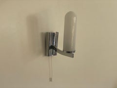 Lámpara individual de cristal opalino y cromo, estilo Art Déco, años 50, Alemania