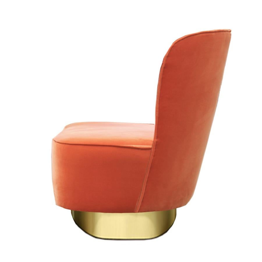 orange velvet accent chair