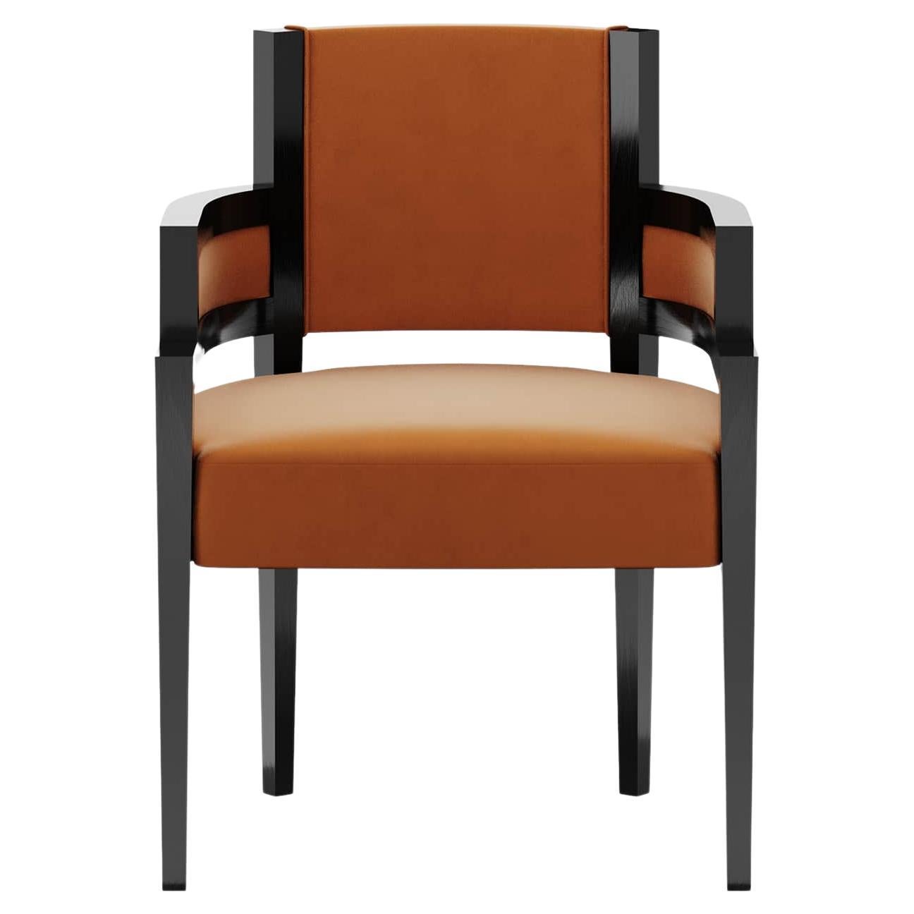 Art Deco Style Orange Velvet Upholstery Chair Dining Room Chair