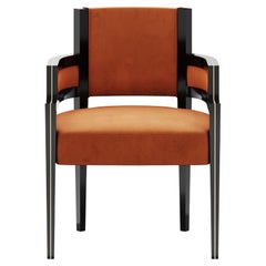 Art Deco Stil Orange Samt Polsterung Stuhl Esszimmer Stuhl Messing Detail