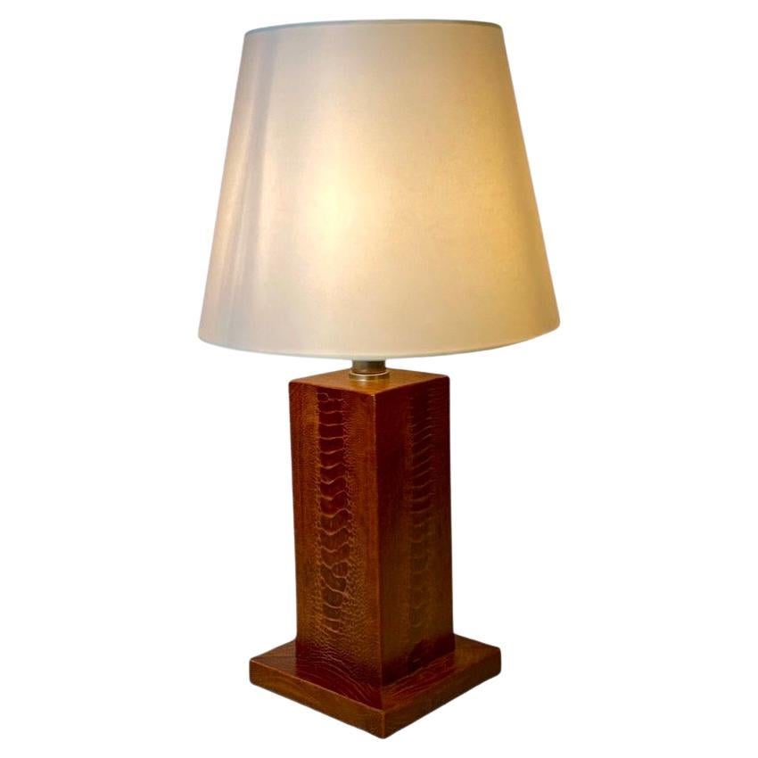 Art Deco style Ostrich Leather Table Lamp For Sale