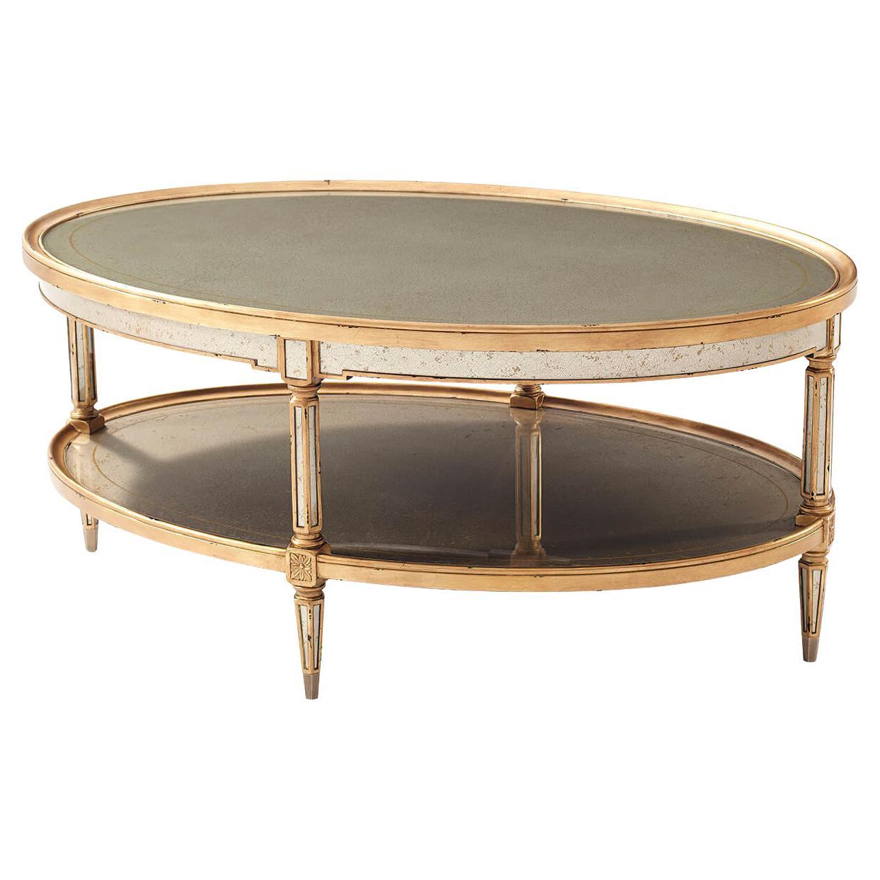 Art Deco Style Oval Cocktail Table For Sale