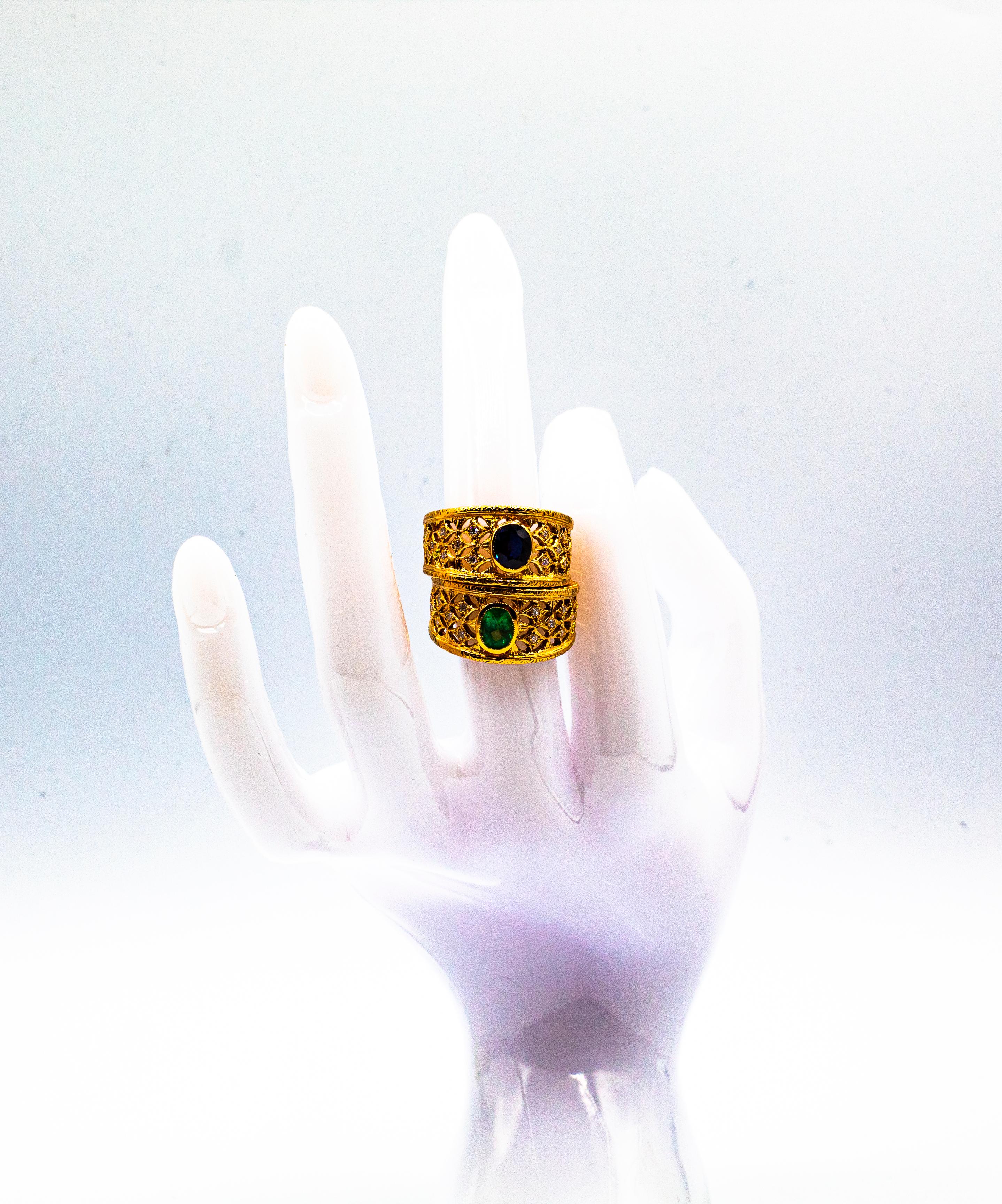 Art Deco Style Oval Cut Emerald White Diamond Yellow Gold Cocktail Ring For Sale 10