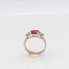 Art Deco Style Oval Cut Ruby White Diamond White Gold Cocktail Ring