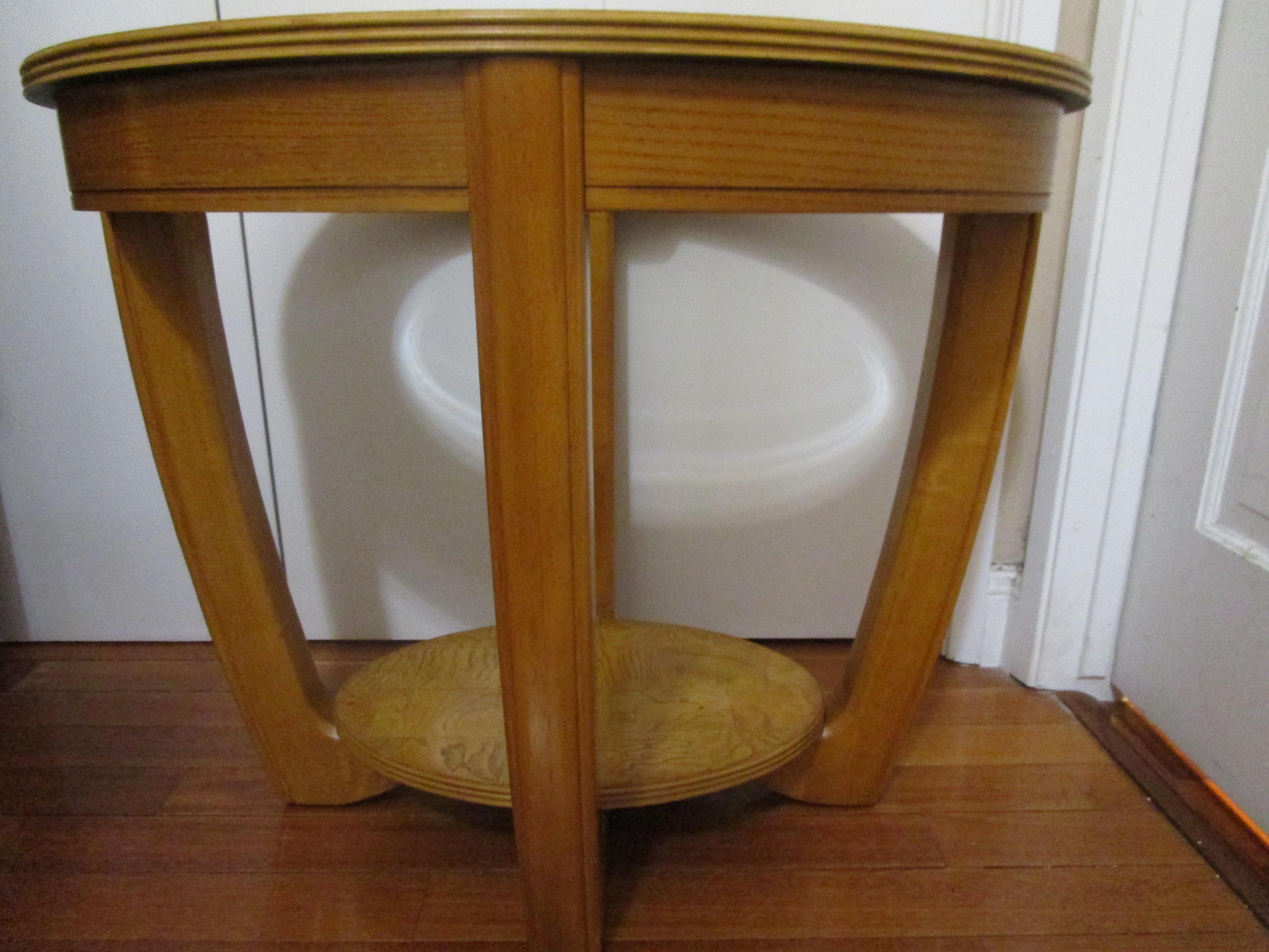  Art Deco Style Oval Elm Coffee Table In Good Condition For Sale In Lomita, CA