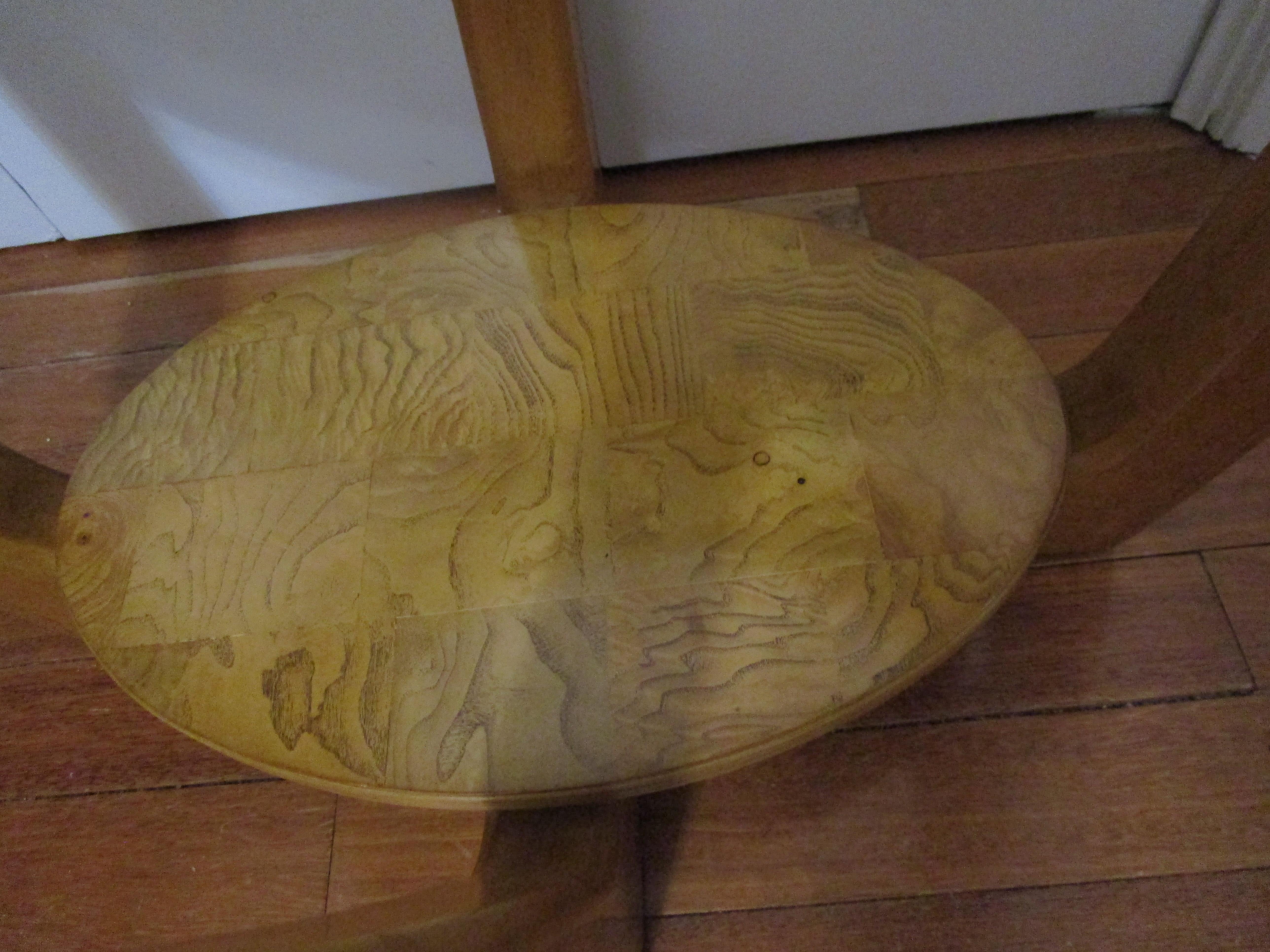 Art Deco Style Oval Elm Coffee Table For Sale 3