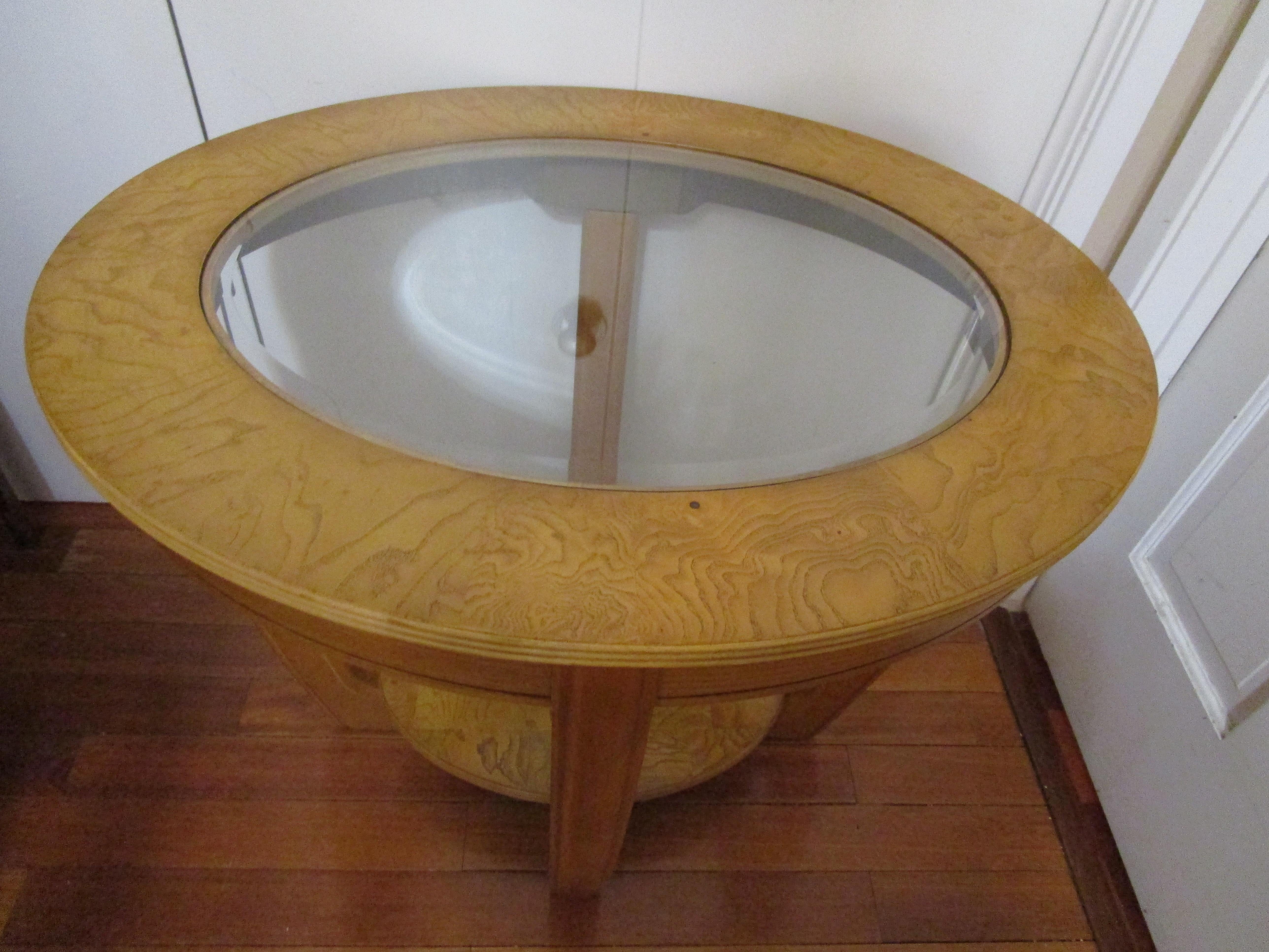  Art Deco Style Oval Elm Coffee Table For Sale 4
