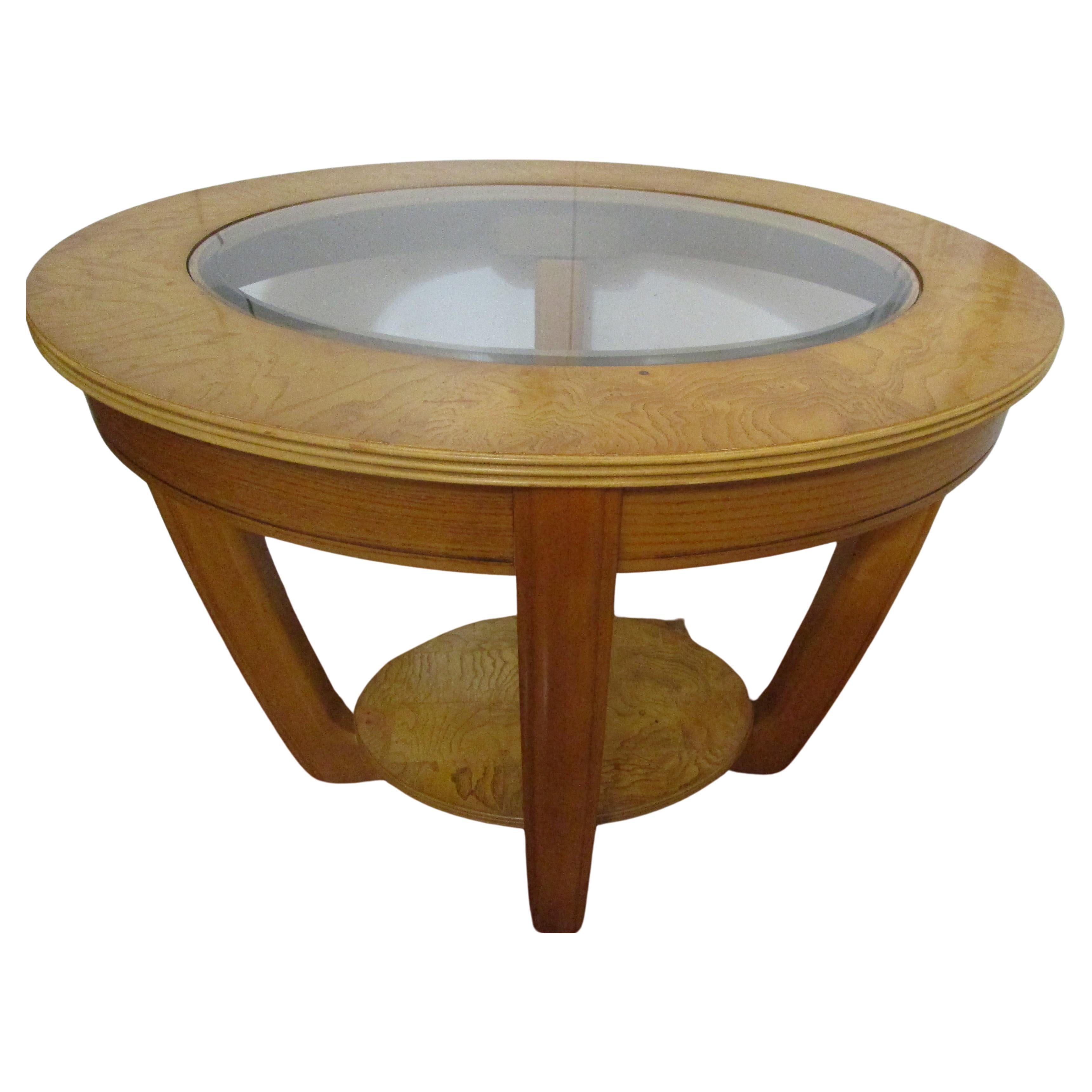  Art Deco Style Oval Elm Coffee Table For Sale