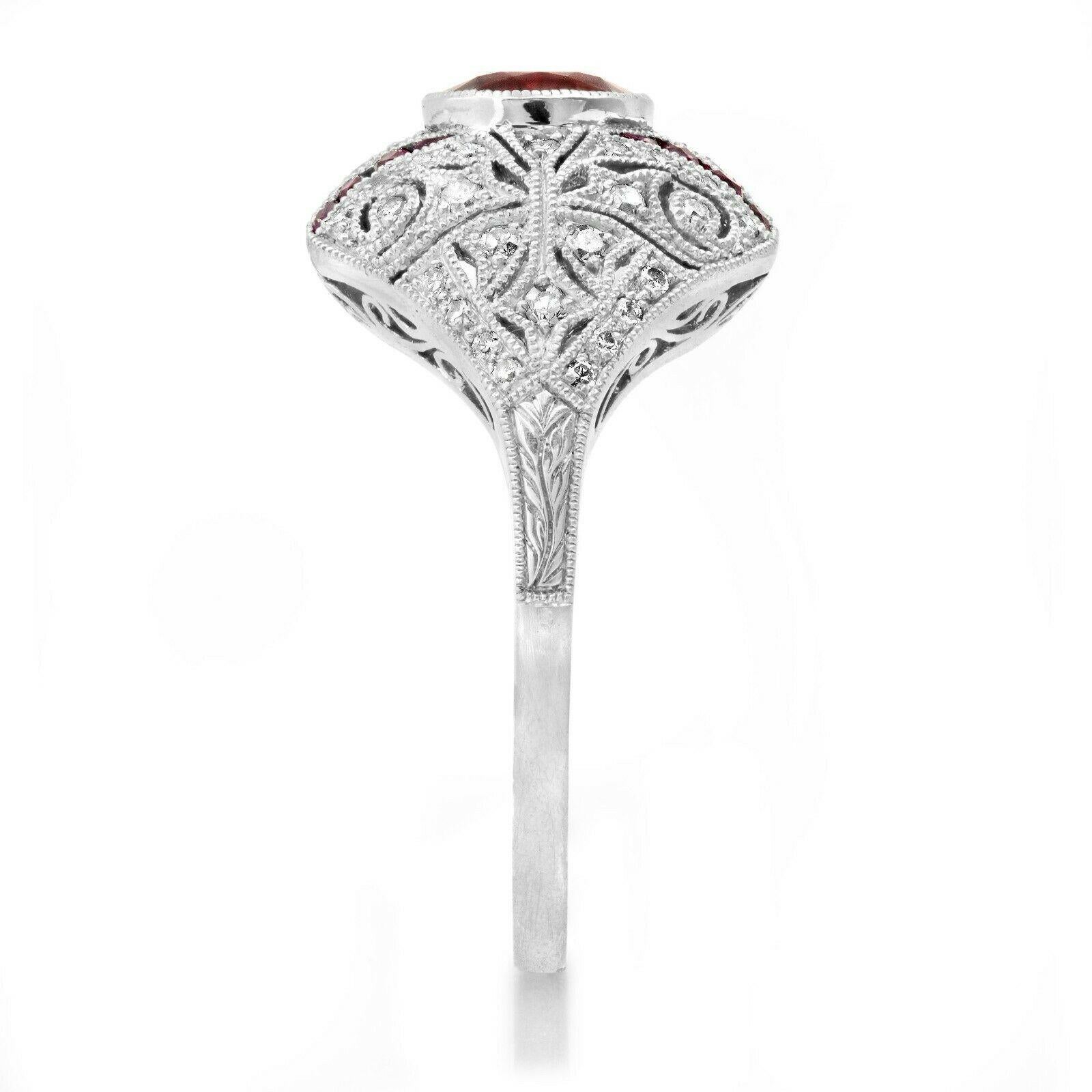 Oval Cut Art Deco Style Oval GIA 1.05 Ct Ruby Diamond 1.54 TCW Platinum Engagement Ring For Sale