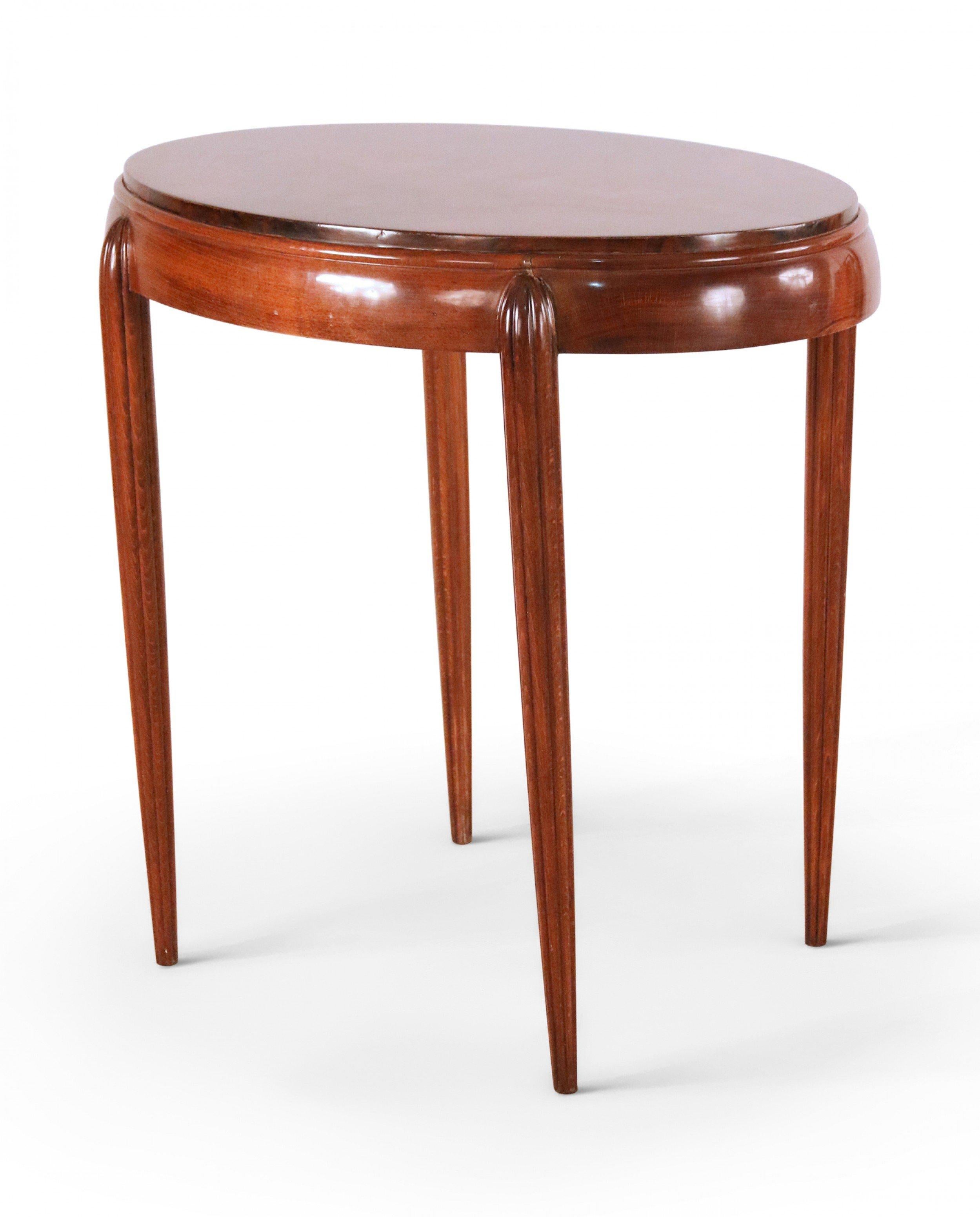 20th Century Art Deco Style Oval Mahogany End Table For Sale