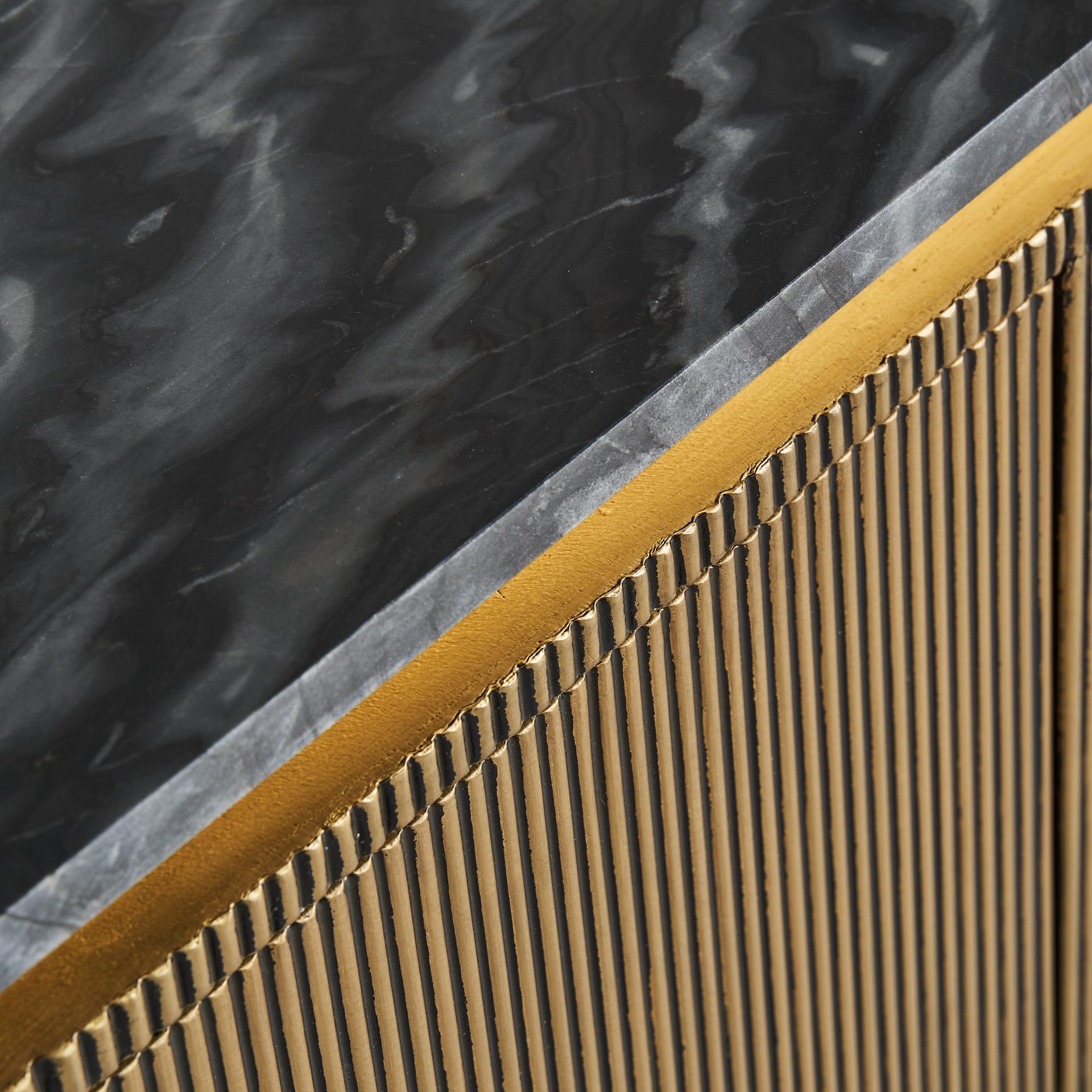 Ovales Sideboard aus Marmor und vergoldetem Metall im Art-déco-Stil im Angebot 1