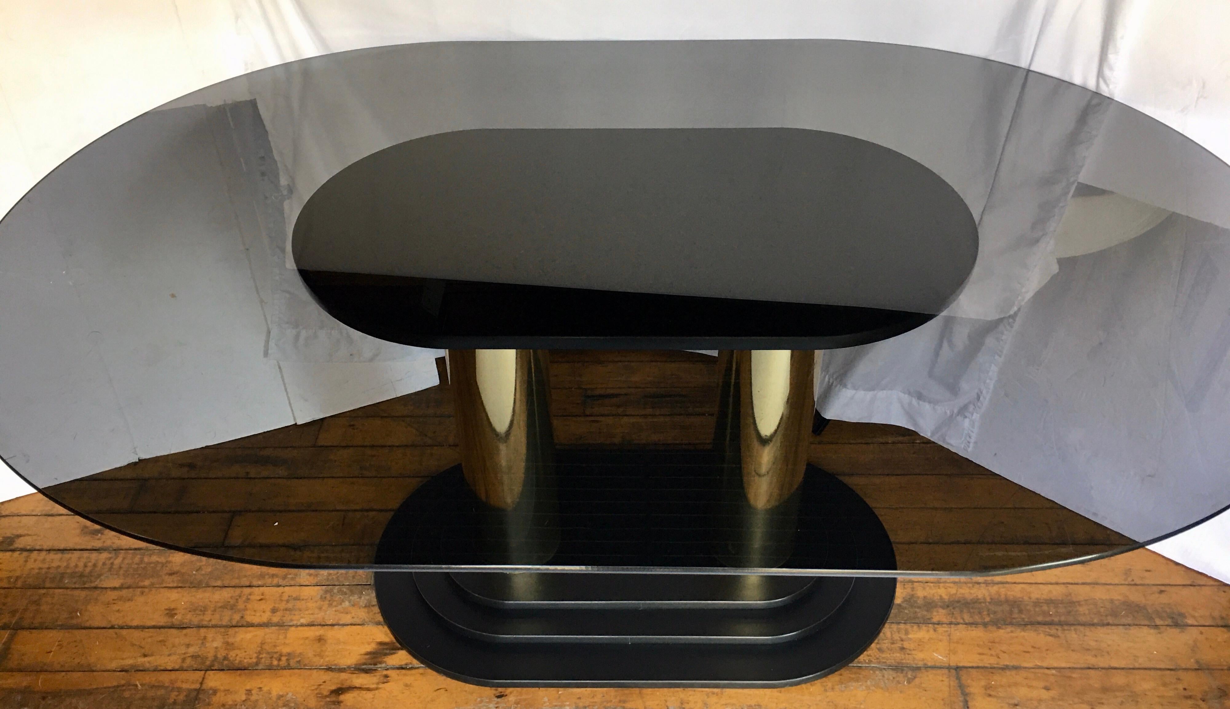 oval glass pedestal dining table