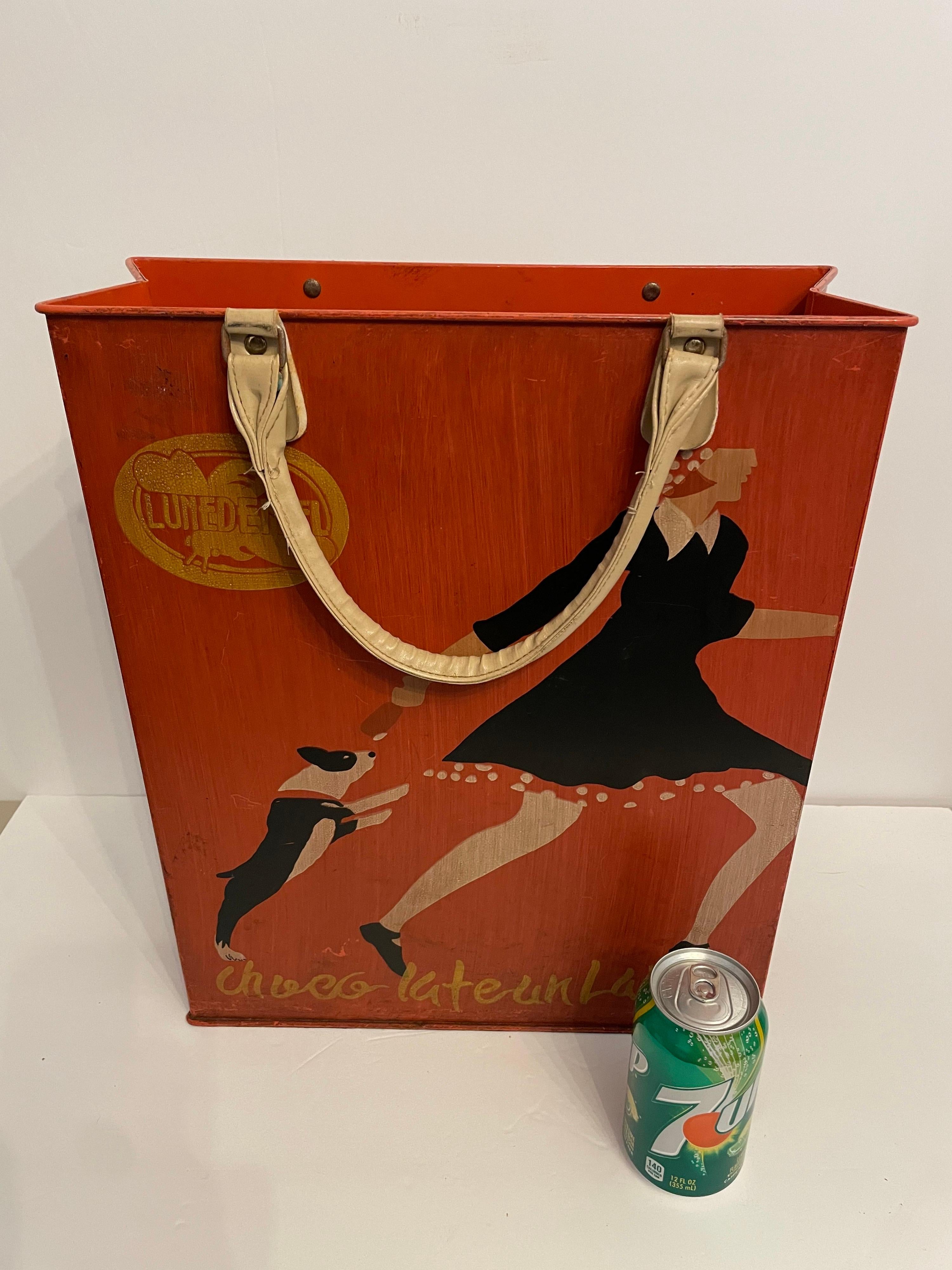 Hand-Painted Art Deco Style Painted French Shopping Bag Form Umbrella Stand For Sale