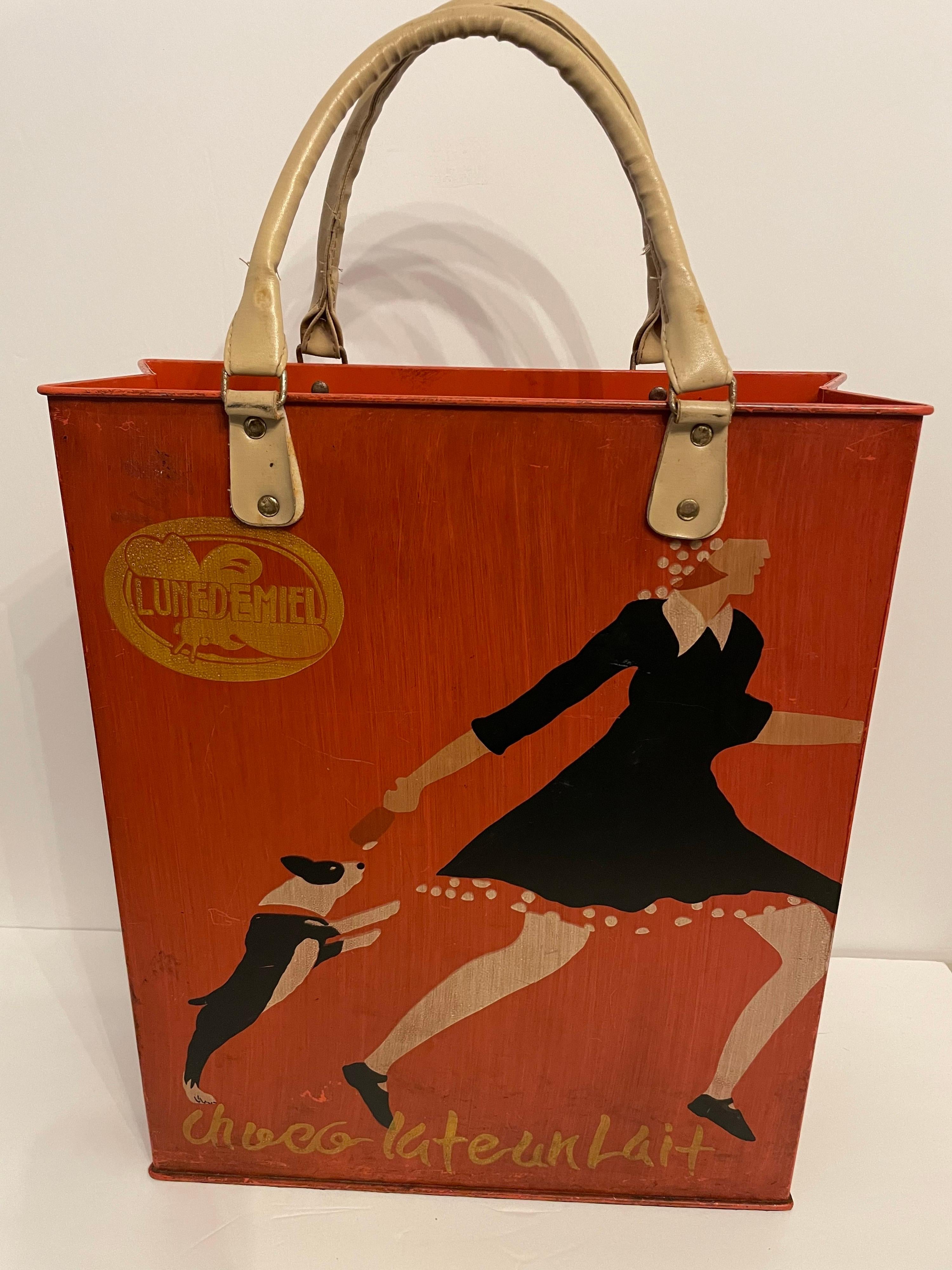 20th Century Art Deco Style Painted French Shopping Bag Form Umbrella Stand For Sale