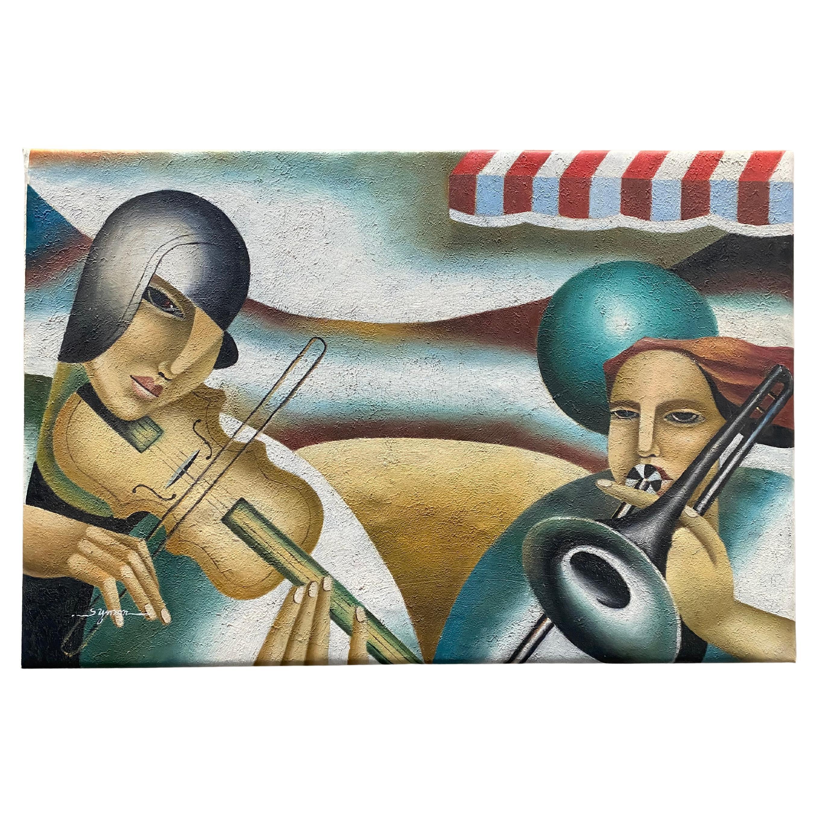 Art Deco Style Painting (Homage to Fabio Hurtado's El Circo)
